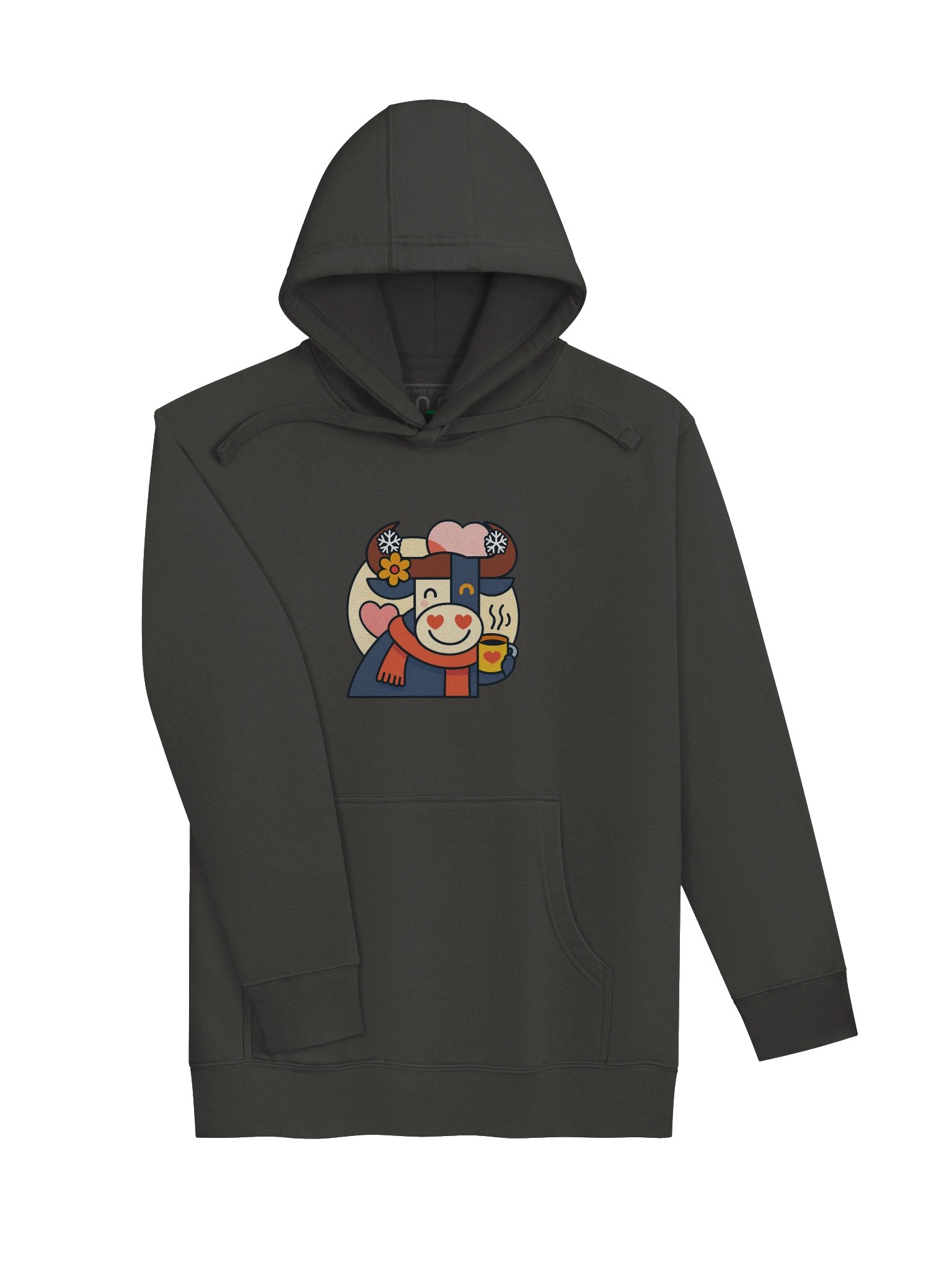 Cozy Bull Love Hoodie – Winter Warmth with Heart Eyes | by M-Art & Design product image (11)