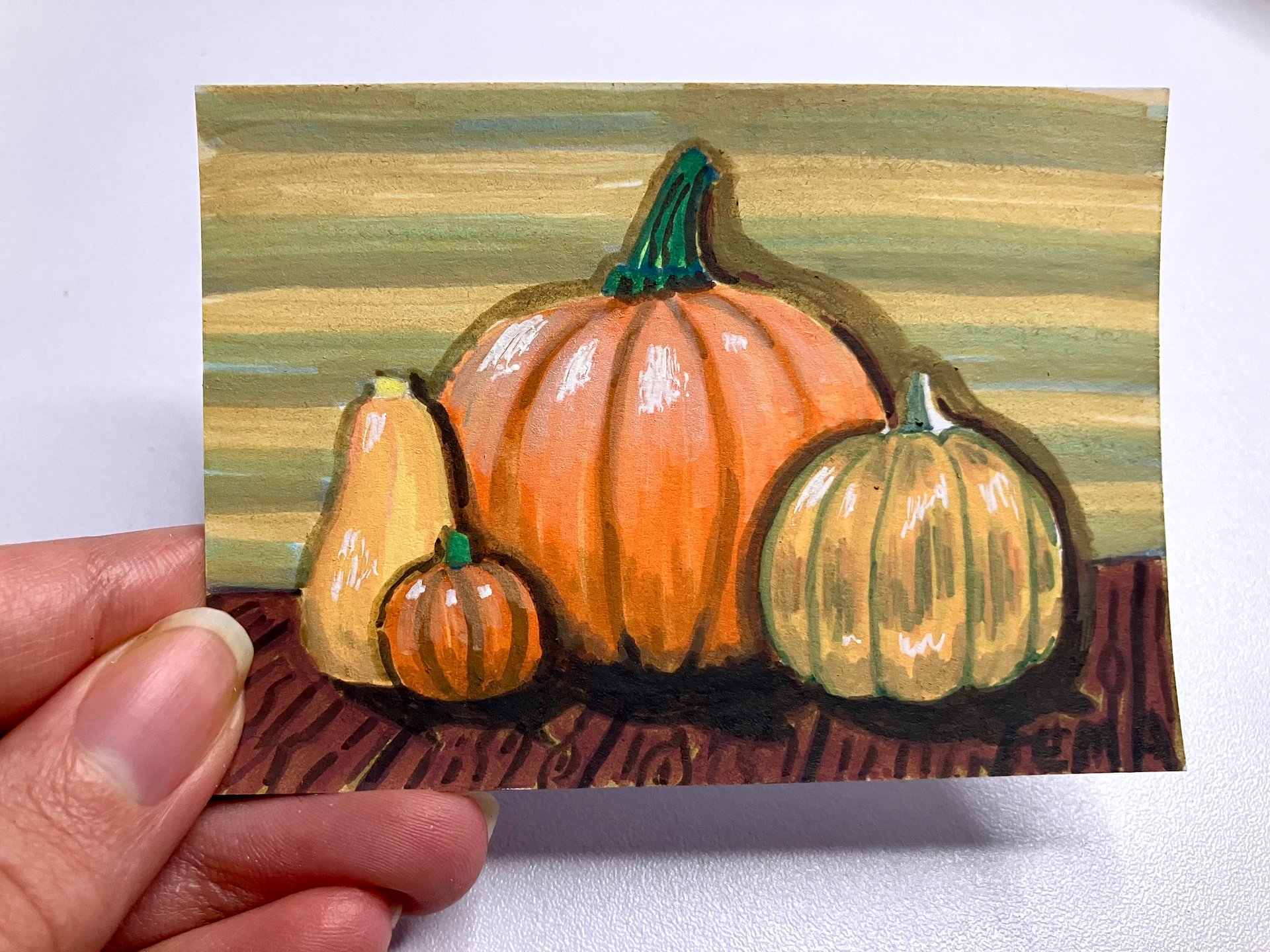 Fall Pumpkins ACEO Marker Original Art product image (4)