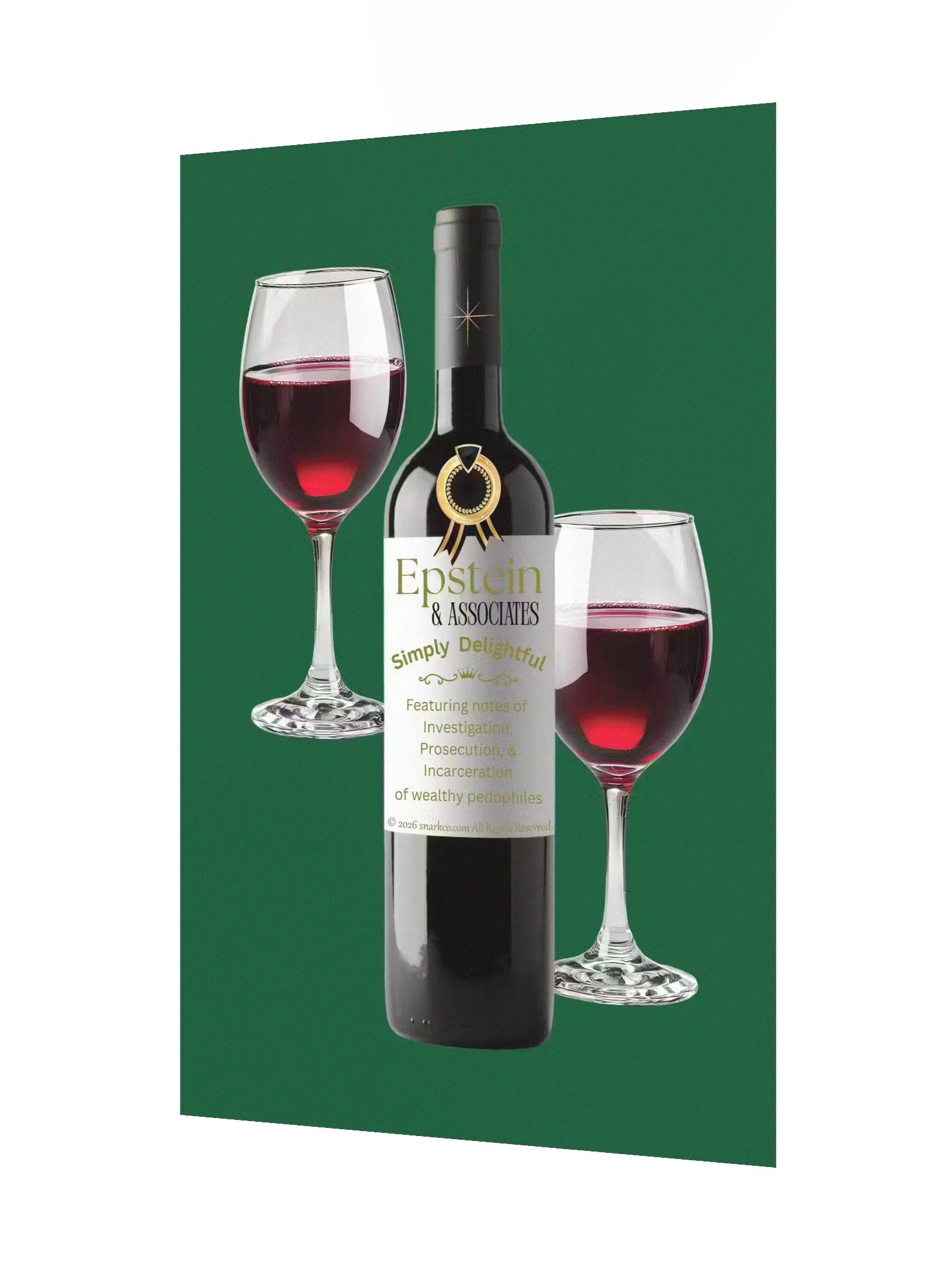 Green background "Epstein & Associates Simply Delightful" wine poster. product image (3)