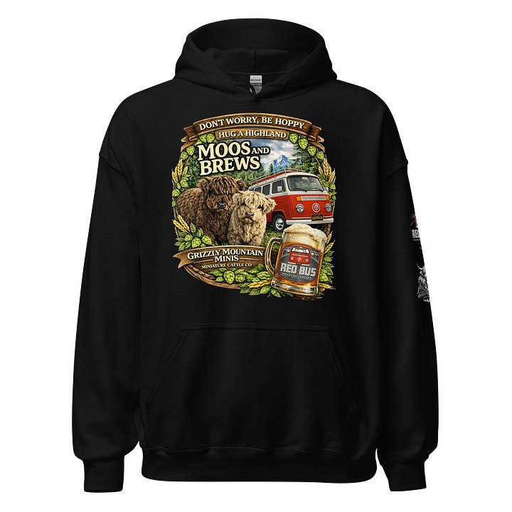 Moos & Brews - Don't Worry, Be Hoppy, Hug a Highland Hoodie product image (1)