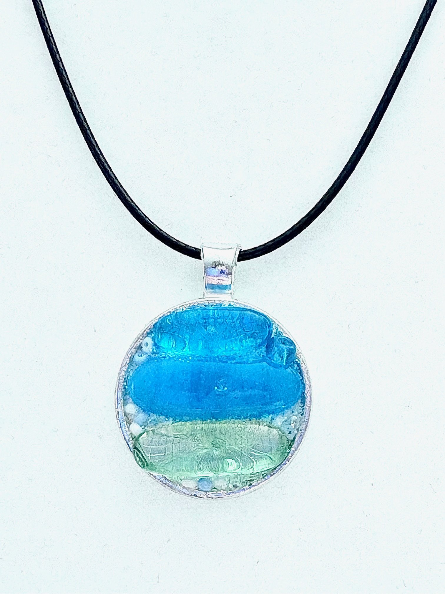 MFD-00206 | Coastal Calm Horizon Pendant Necklace | Handmade Glass Art Jewelry | Monique Faella Designs™ product image (1)