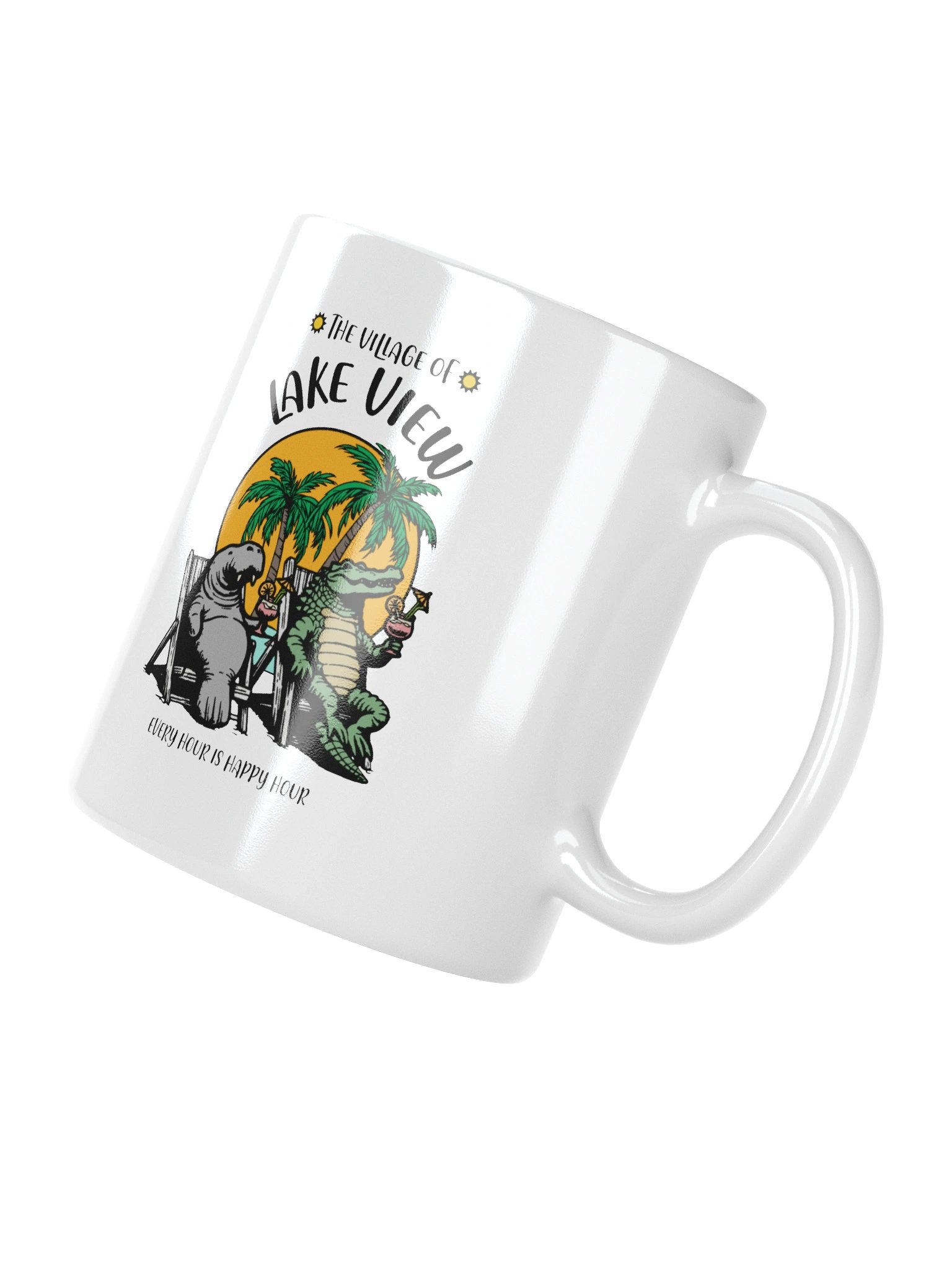 The Village of Lake View TV Florida USA Fun Manatee Alligator Design Coffee Mug product image (7)