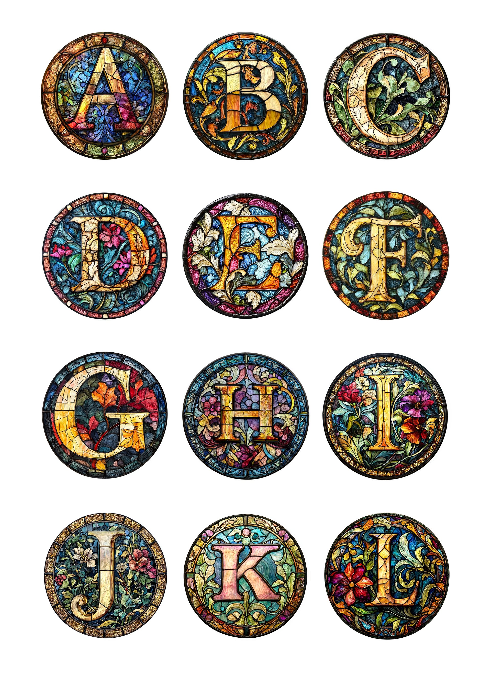 26 "Round Stained Glass Letters" Clipart Image Bundle product image (2)