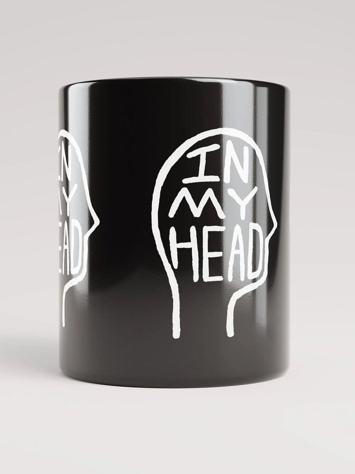 In My Head (white design) black coffee mug product image (2)