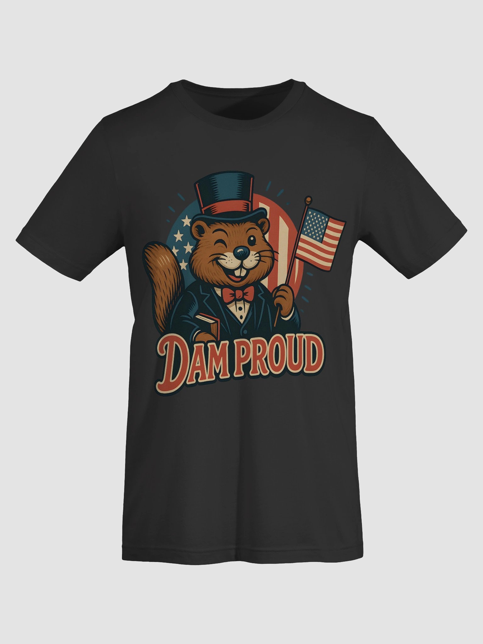 Beaver "Dam Proud" Patriotic Animal Art - Funny Independence Day USA T-shirt product image (7)