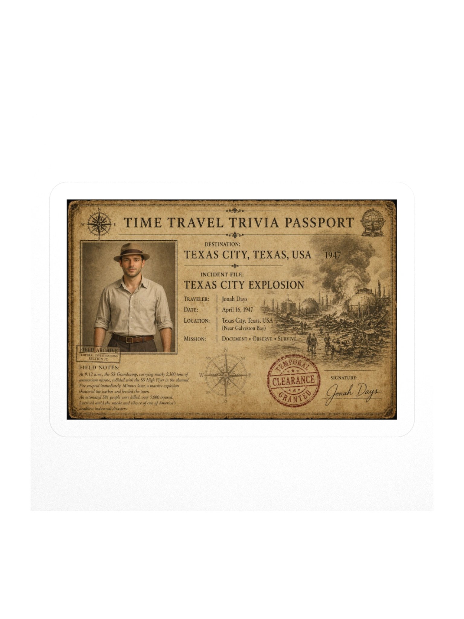 Texas City Explosion — 1947 Incident Passport Sticker product image (3)