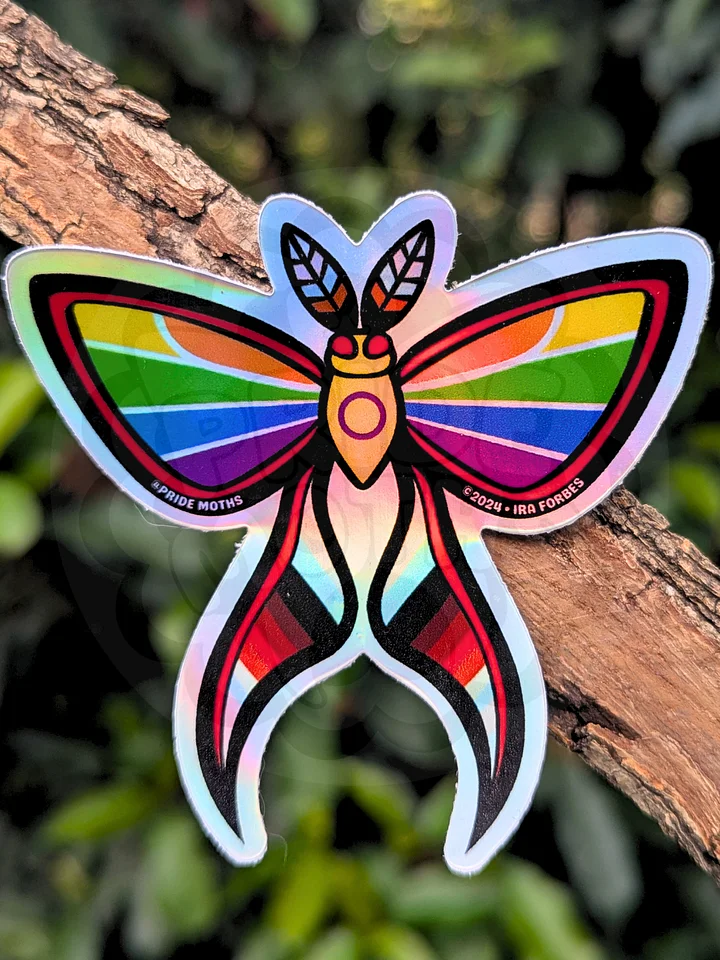 № 1 | PROGRESS PRIDE MOTH | HOLOGRAPHIC STICKER product image (1)