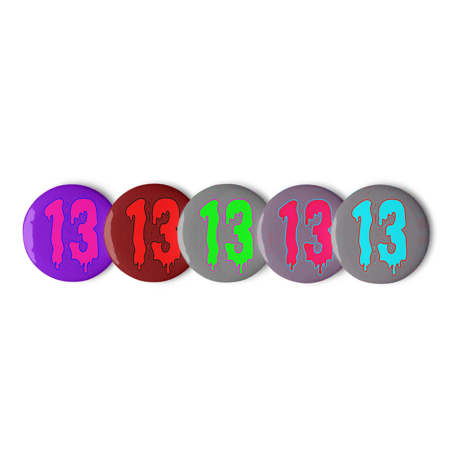 Happy Friday the 13th Creepy Dripping Trippy Pins, Psychedelic Horror Lover Pin Button Set product image (2)