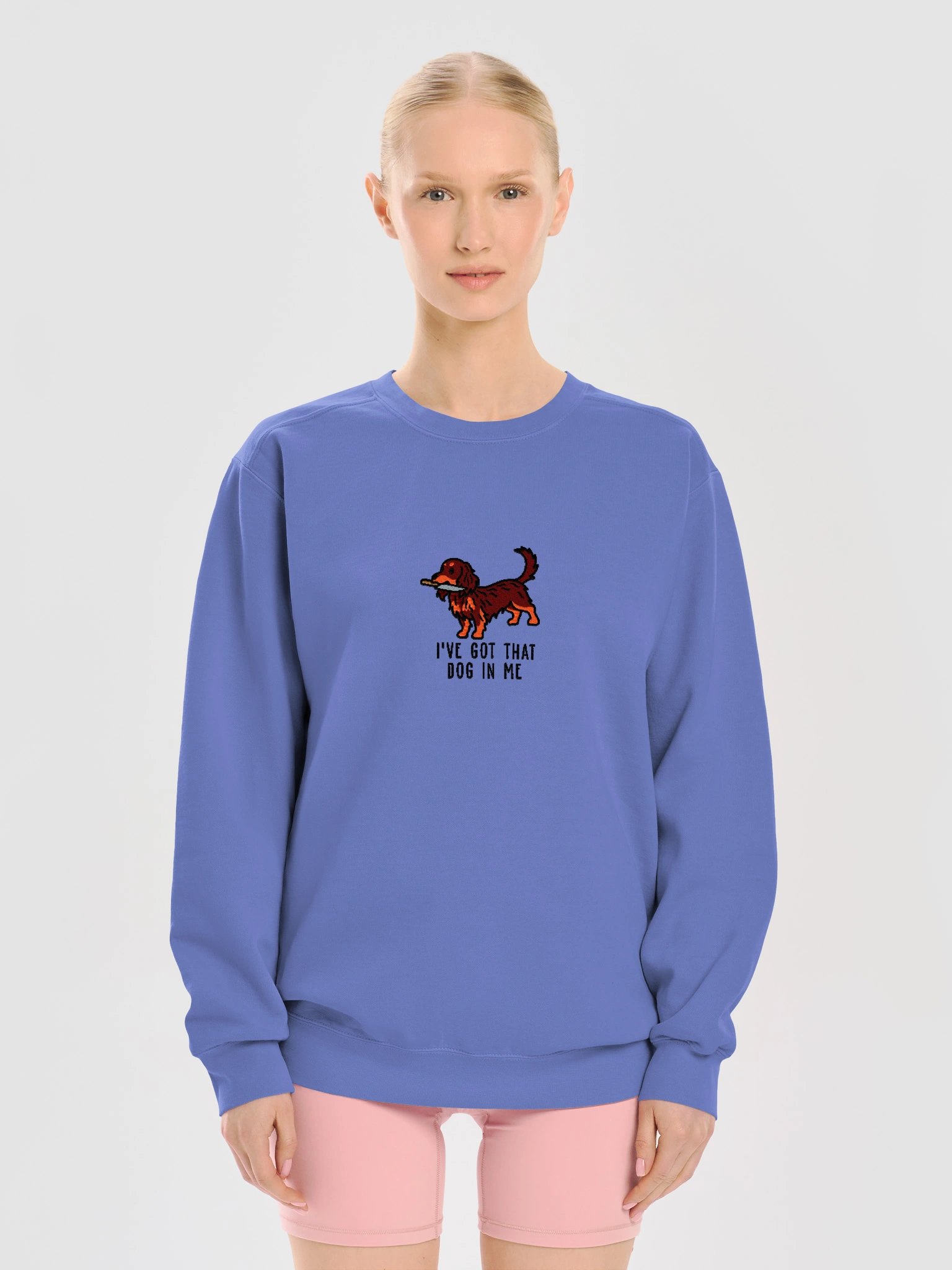 I've Got That Dog In Me Funny Chibi-Style Embroidered Premium Sweatshirt for Longhaired Dachshund(Red & Tan) Owners product image (13)