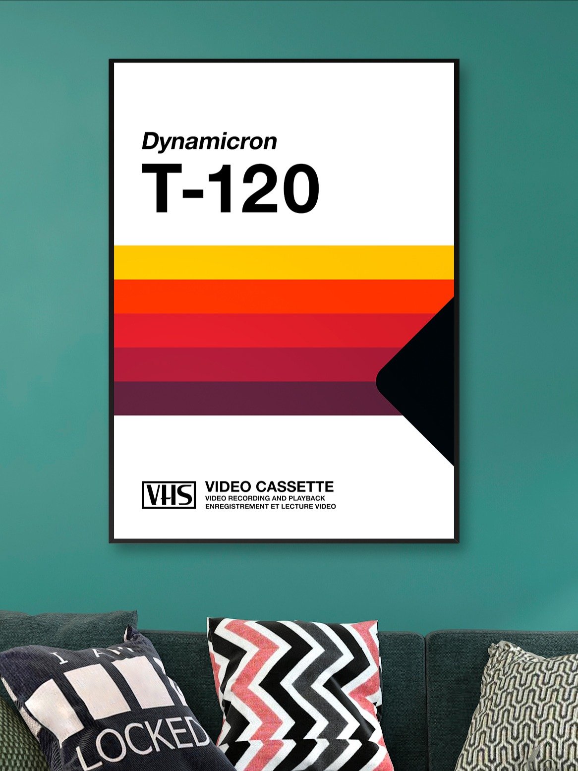 Retrowave poster: VHS cassette case T-120 [retrowave/vaporwave] — retrowave poster, aesthetic print, retrowave art, 80s wall decor product image (1)