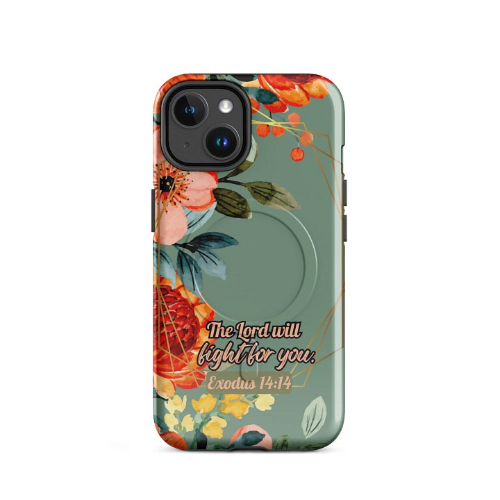 The Lord will Fight for You Exodus 14:14, Inspirational Gift, Sunflower Bible Verse, Tough Magnetic MagSafe® iPhone® 14, 15, 16, 17, Pro, Pro Max, Plus Cases. product image (2)