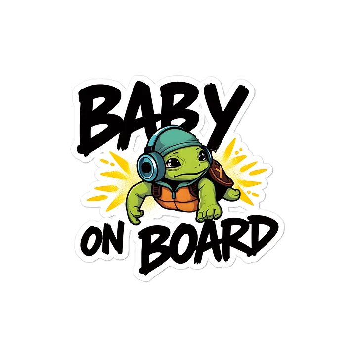 Cool Turtle Urban Style Baby On Board Car Decal - 5x5 Premium Vinyl Sticker - Streetwear Inspire Turtle with Headphones Graphic for Cars and Jeeps product image (1)