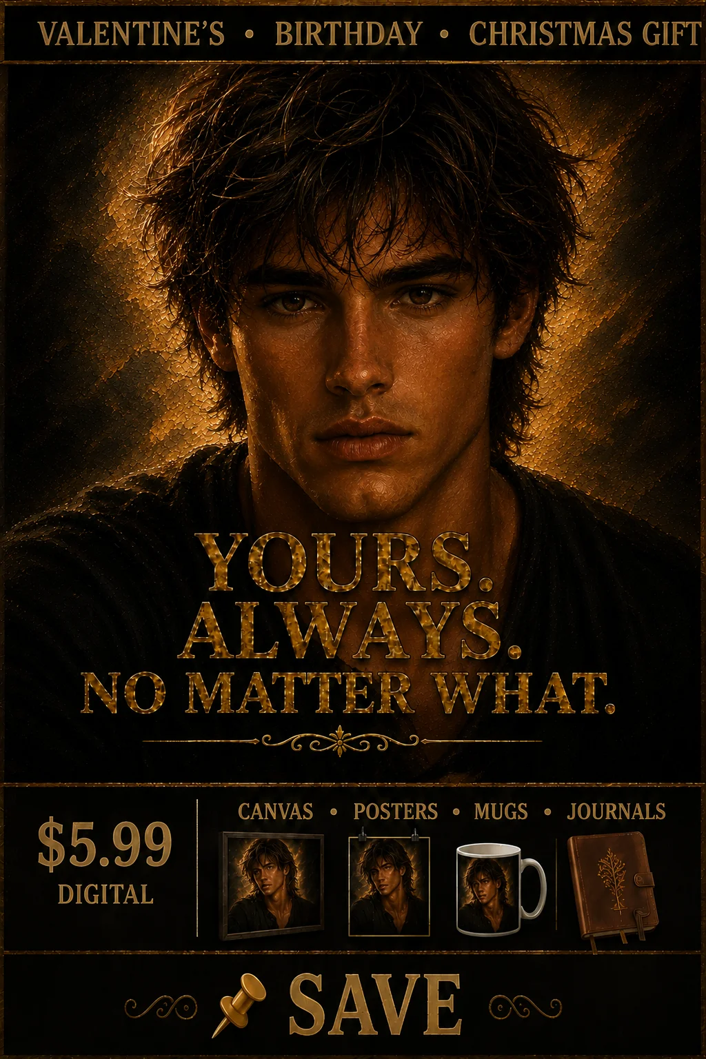 Dark Academia Wall Art Digital Download | Gothic Portrait | Valentine’s Birthday & Christmas Gift product image (1)