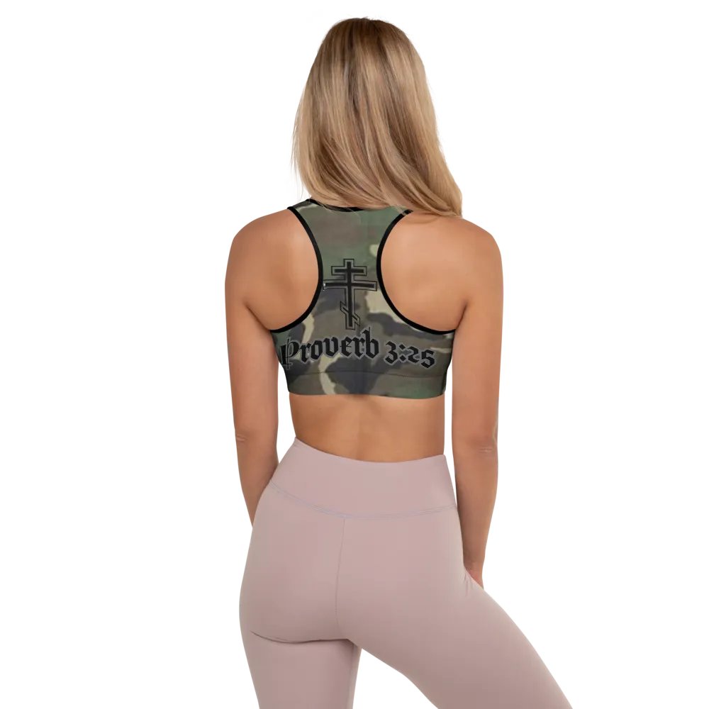 Faithful Camo: Proverb 3:25 Padded Sports Bra - Woodland product image (8)