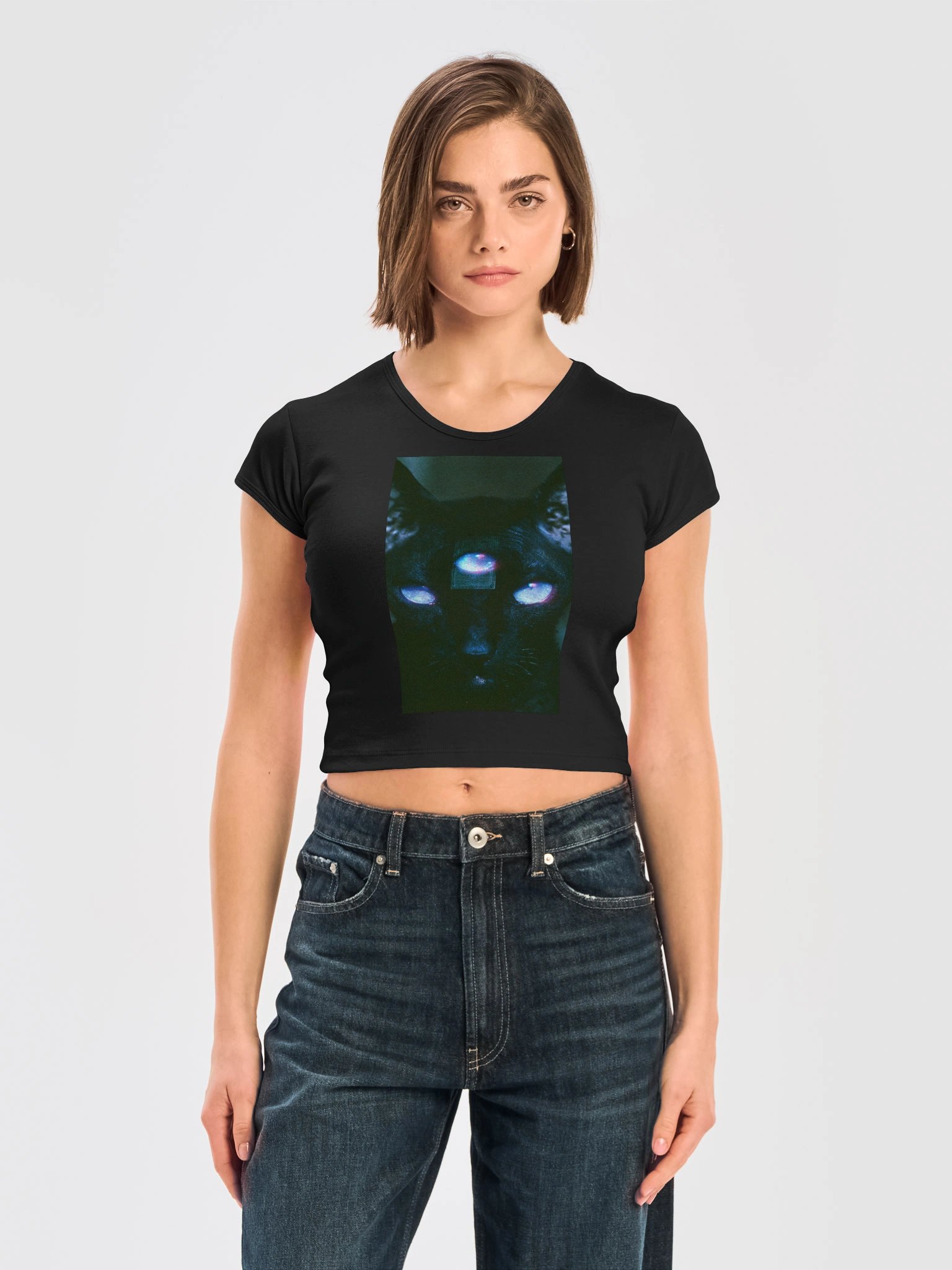 OUIJA CAT 01 - LA APPAREL CROPPED TSHIRT (W) product image (3)