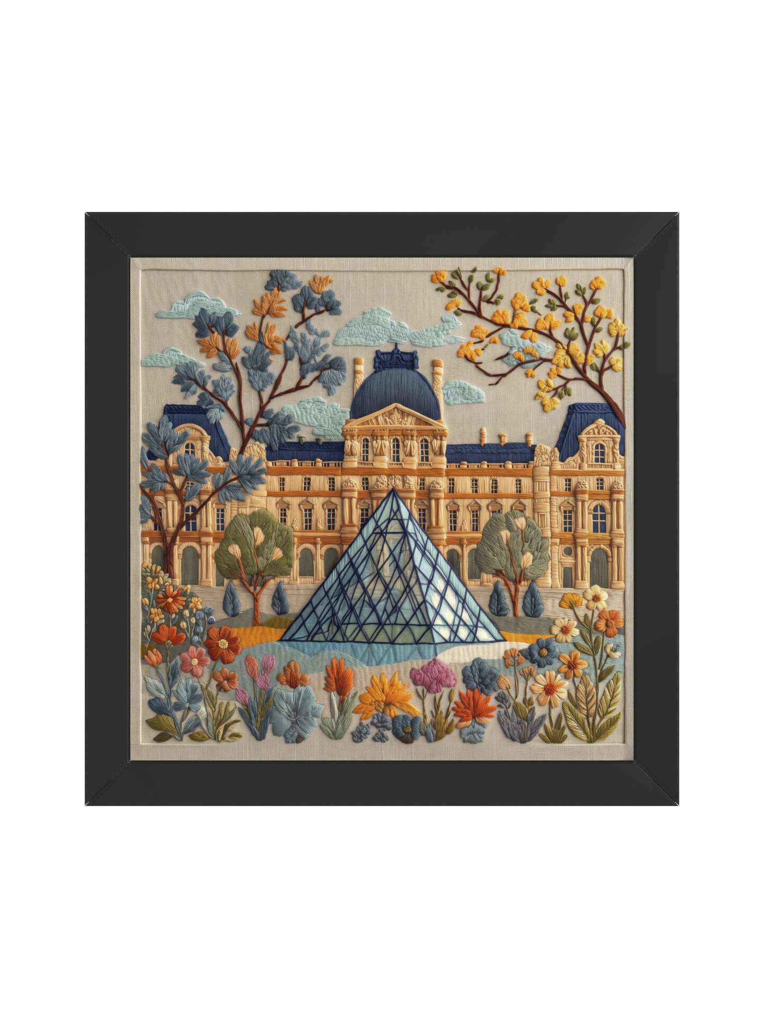 The Romantic Side of Paris | Embroidery-Style Wall Art — Framed Print product image (3)