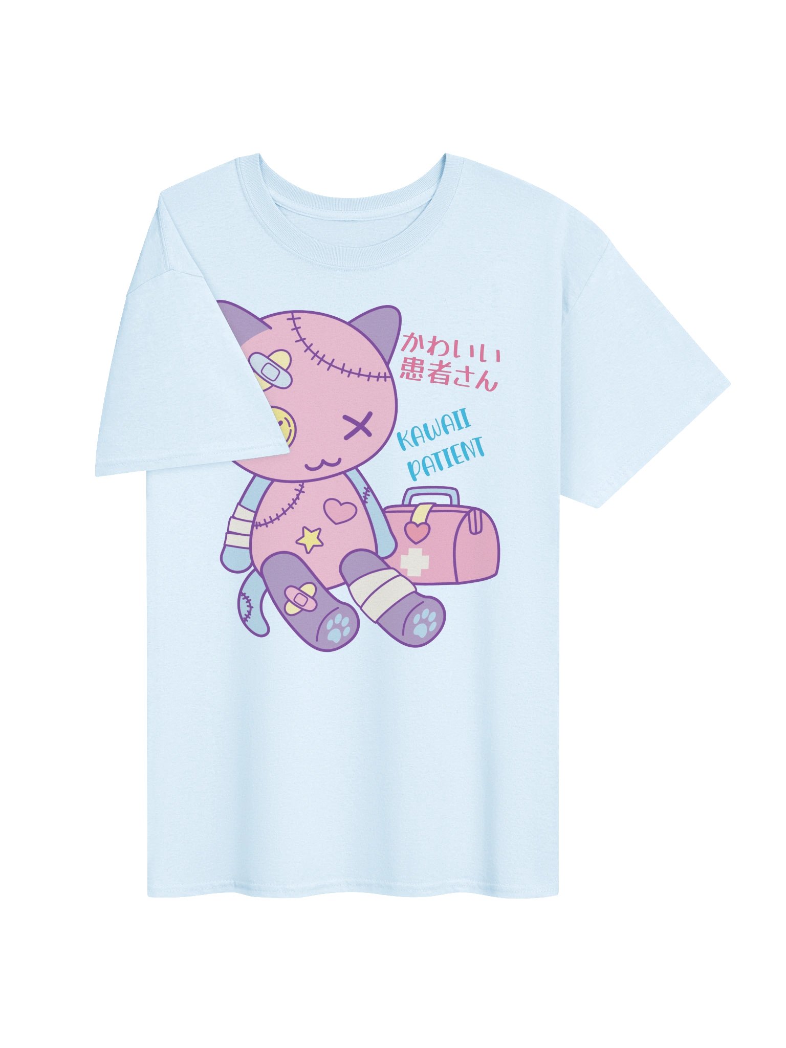 Kawaii Patient Toy Cat - Unisex Adult Heavyweight T-shirt product image (2)