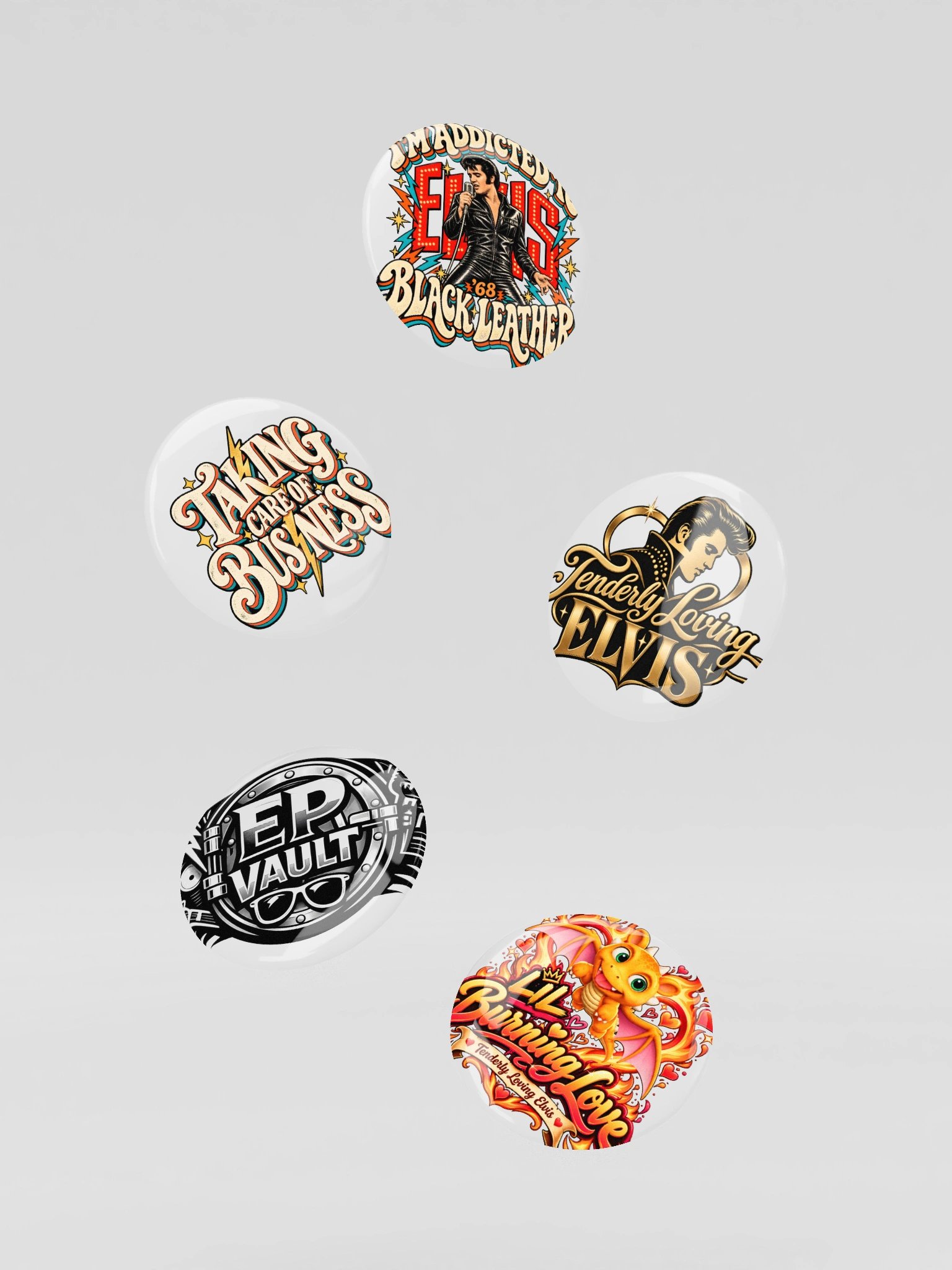 I’m Addicted to Elvis ’68 Pin Buttons Set product image (5)