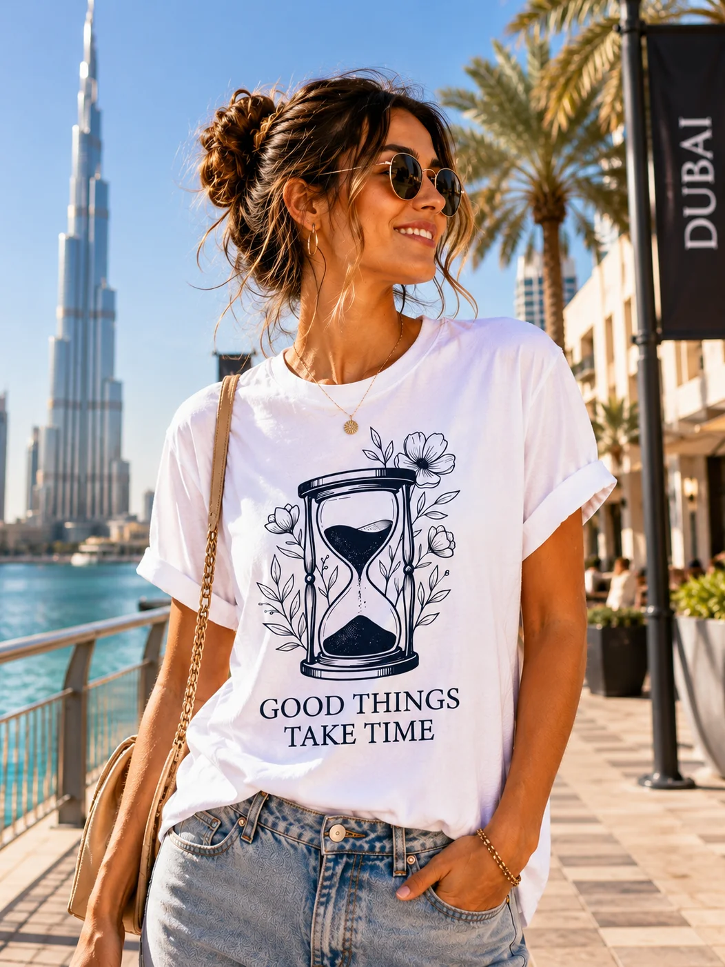 Good Things Take Time T-Shirt | Floral Hourglass Shirt | Inspirational Motivational Tee for Women | Slow Living Gift product image (4)