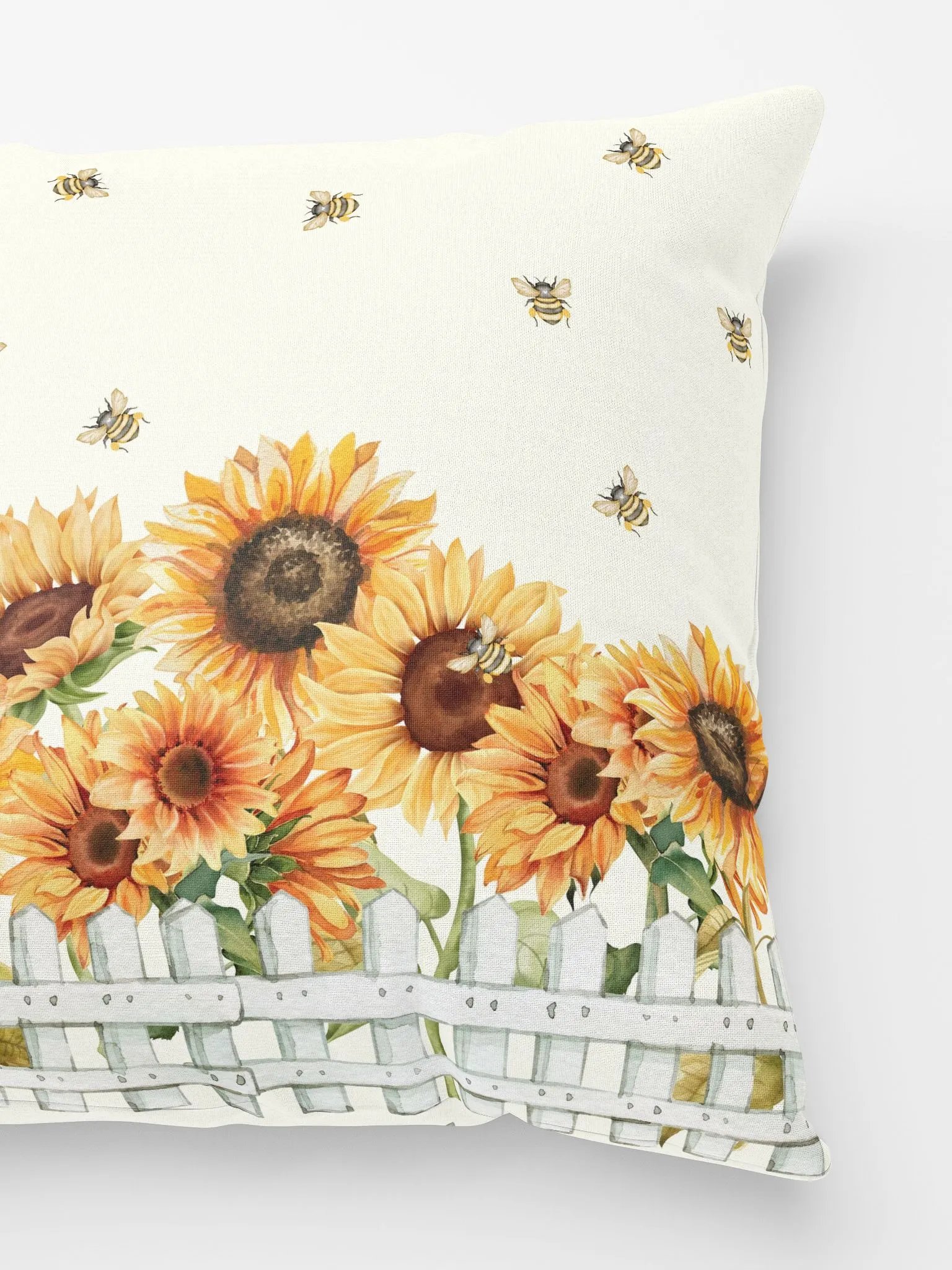 COTTAGE SUMMER SUNFLOWER BEE FENCE - Basic Pillow product image (3)