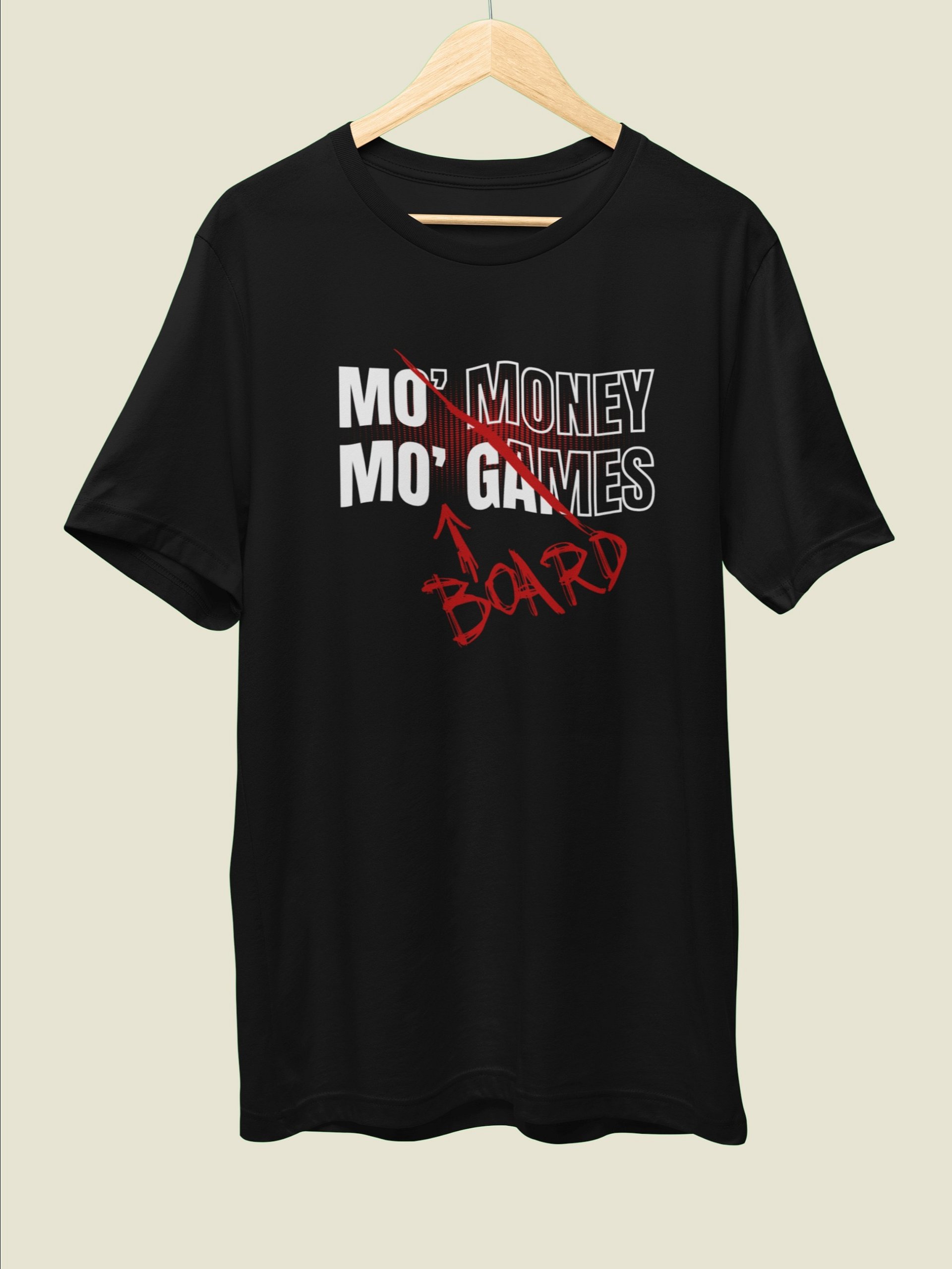 90s Rap Shirt for Board Gamers, Cool Unisex Gamer Black T-shirt, Mo Money Mo Board Games product image (2)