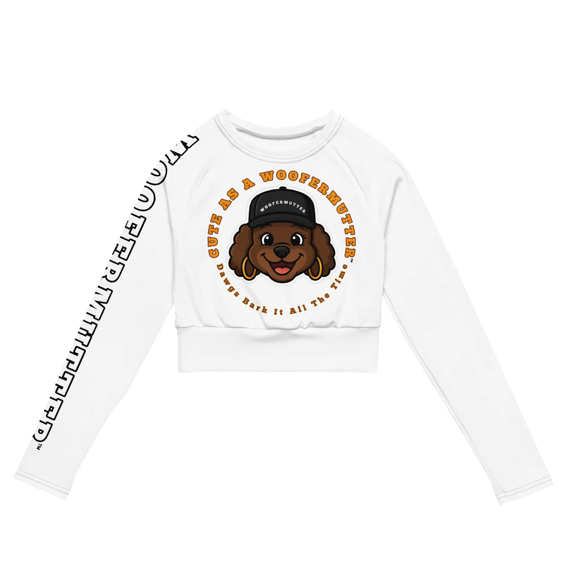 Cute As A WooferMutter™ Long Sleeve White Crop Top product image (2)