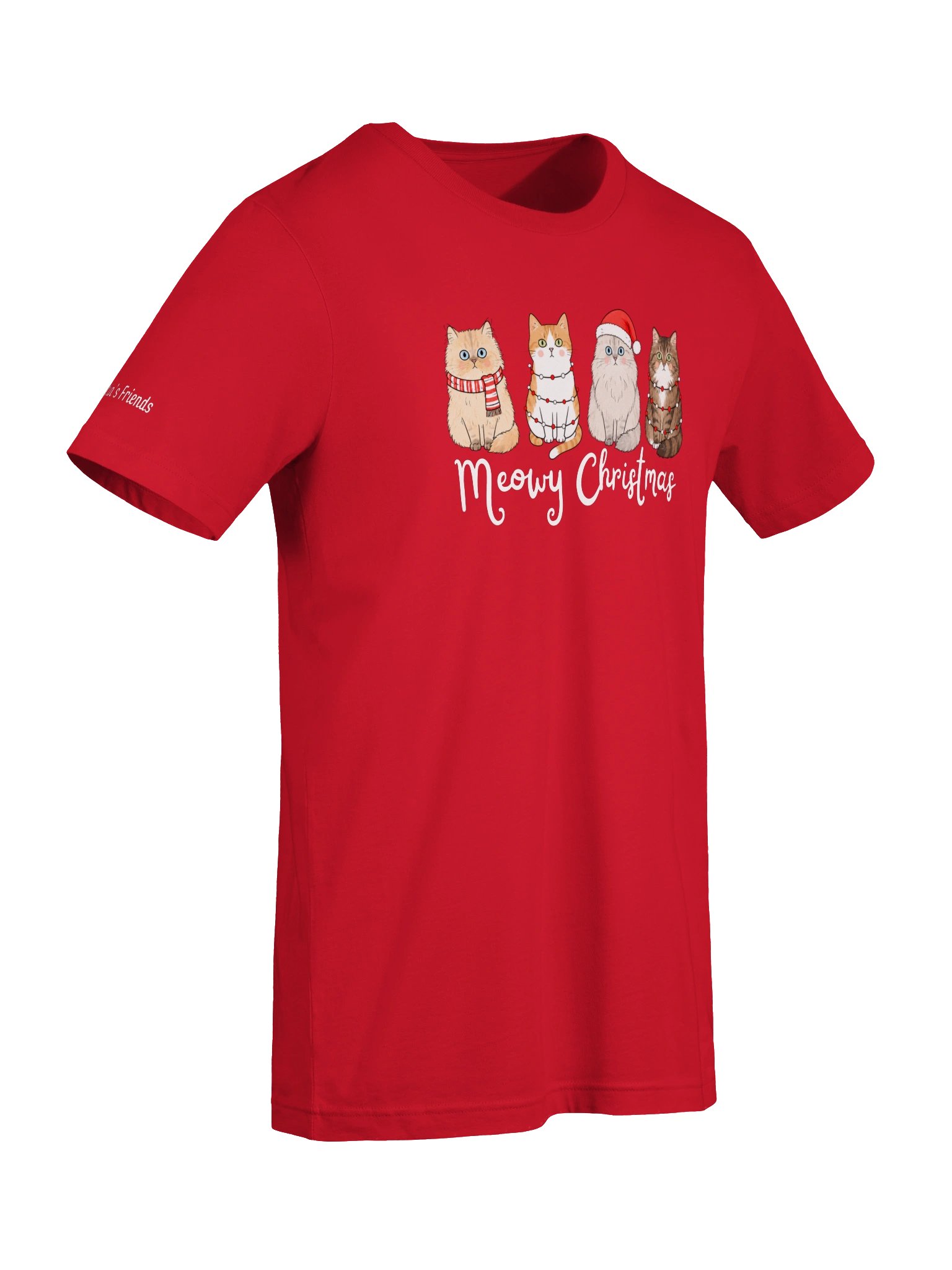 Kristin's Friends "Meowy Christmas" Red T-Shirt product image (7)