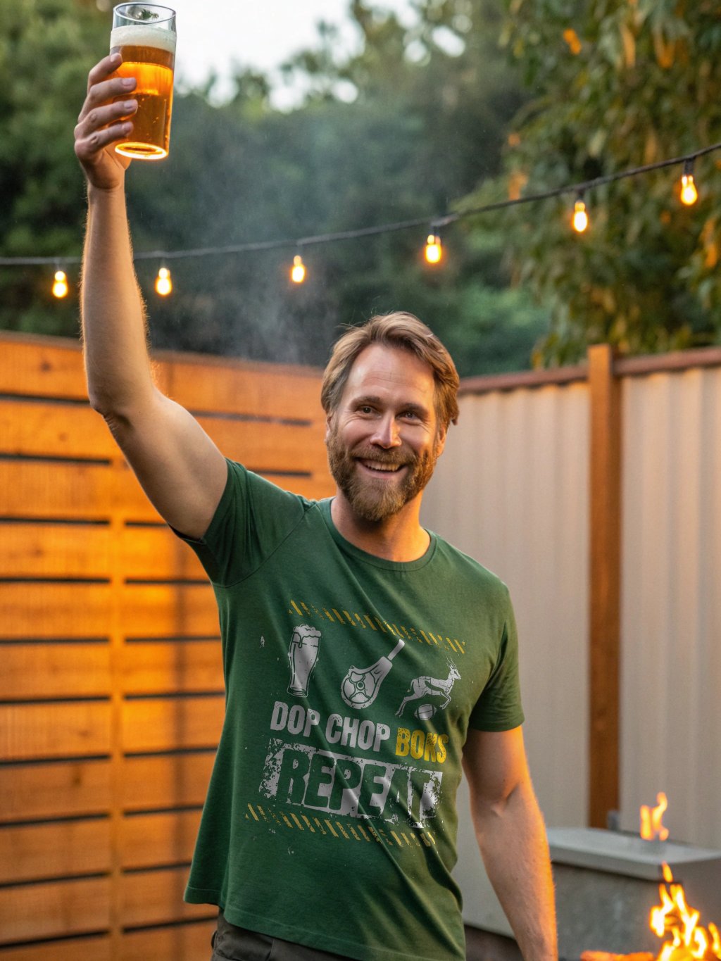 Plain Gedagtes | “DOP, CHOP, BOKS, REPEAT” Springbok Fan T-Shirt | Saffa Expat Gift & Afrikaans Slang Apparel product image (4)