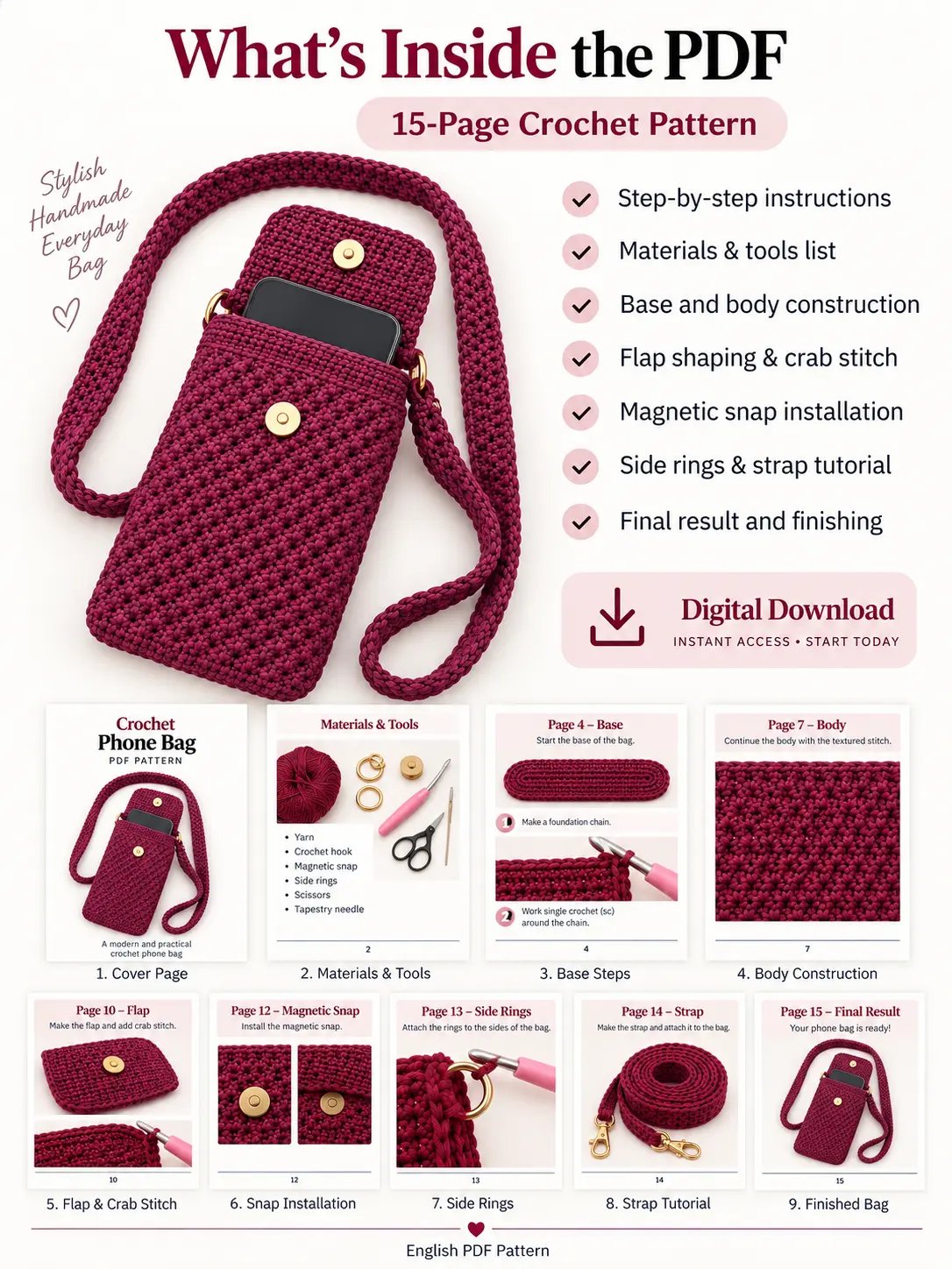 Crochet Phone Bag PDF Pattern product image (4)