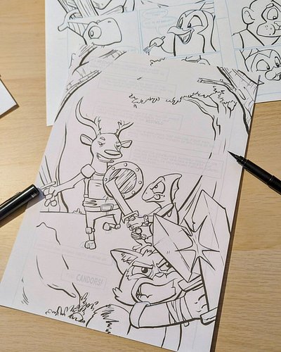 Here are the inks for one of the first pages in my comic book (Tales Of The Westwild) that loosely explains the lore of the w...