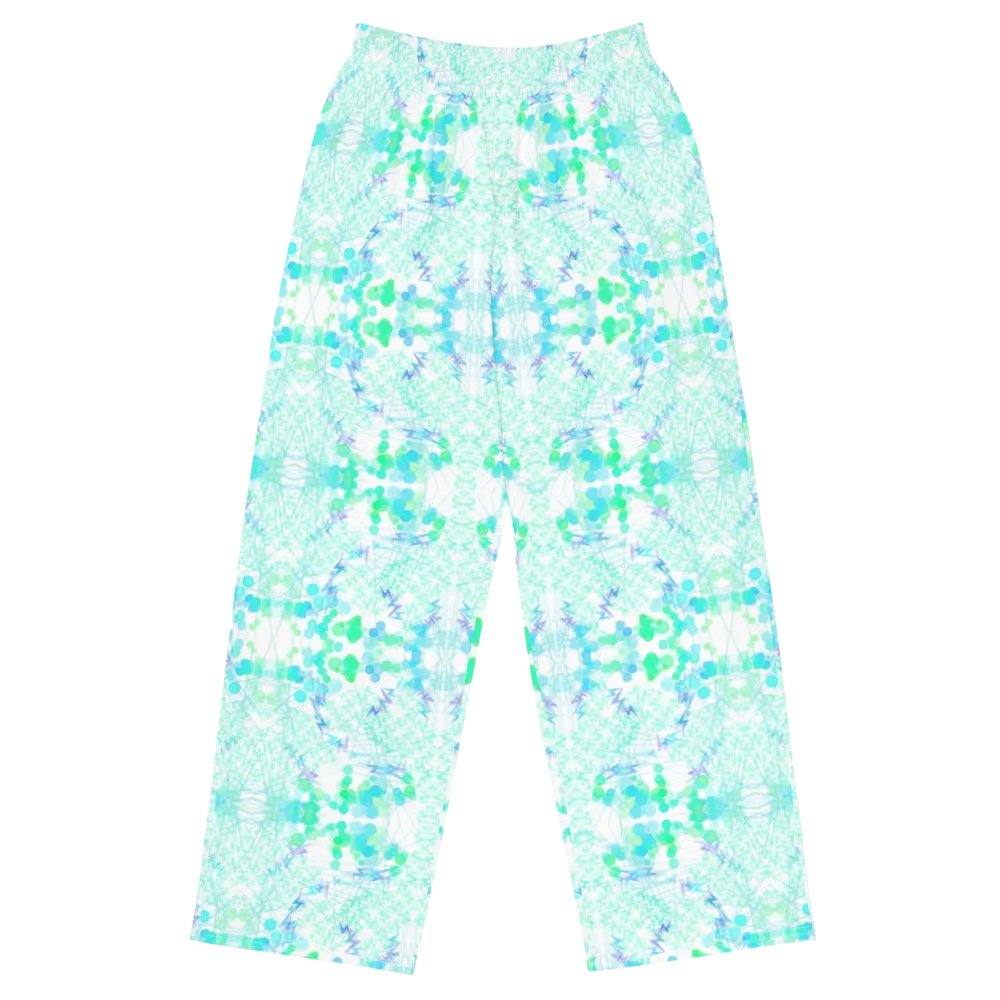 Aqua Mesh Geometric Design Unisex Wide Leg Bottoms product image (4)
