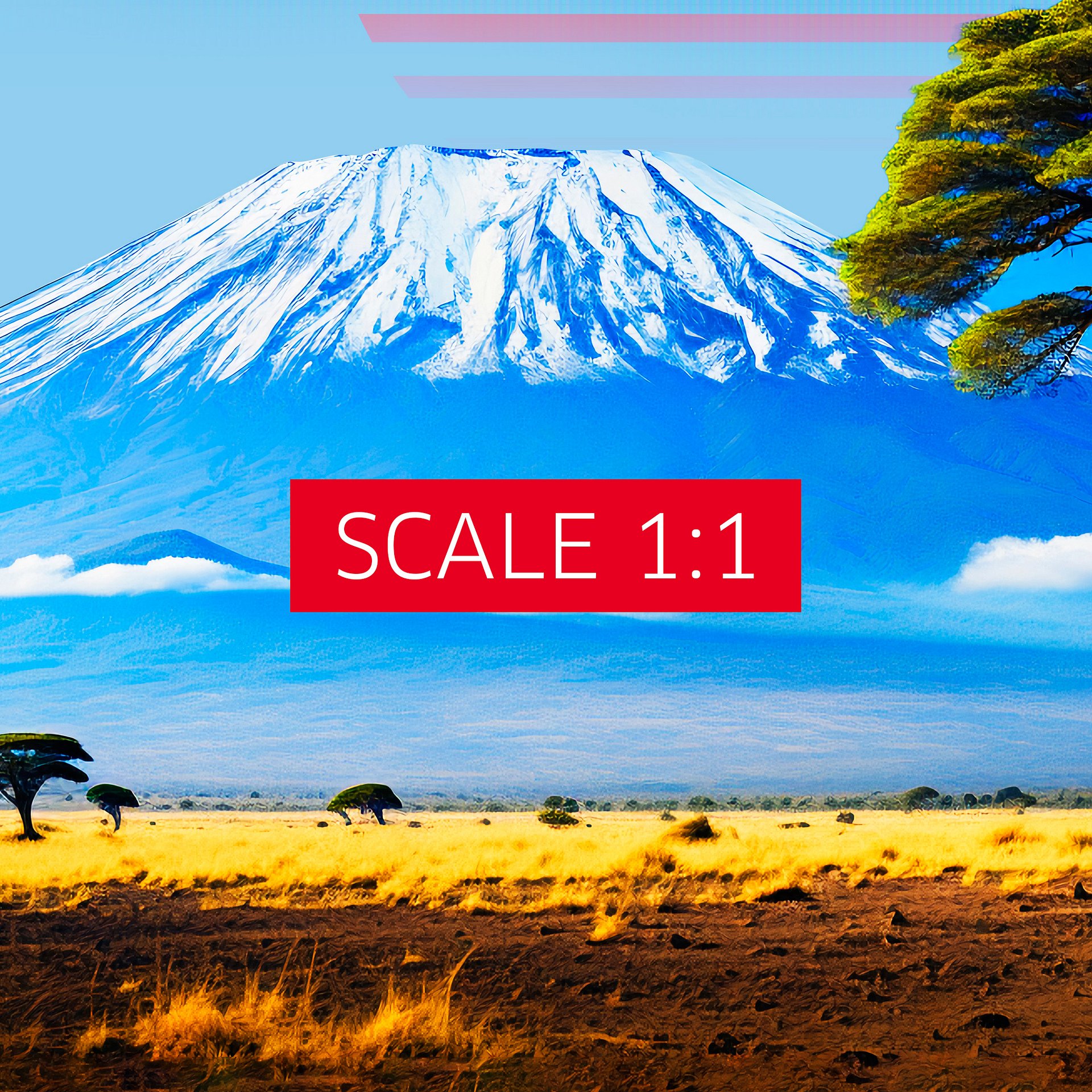 Synthwave sunset & mountain. Africa, Kilimanjaro — space vintage retro collage art, 50s cosmic futuristic sci-fi collage, surreal collage art product image (5)