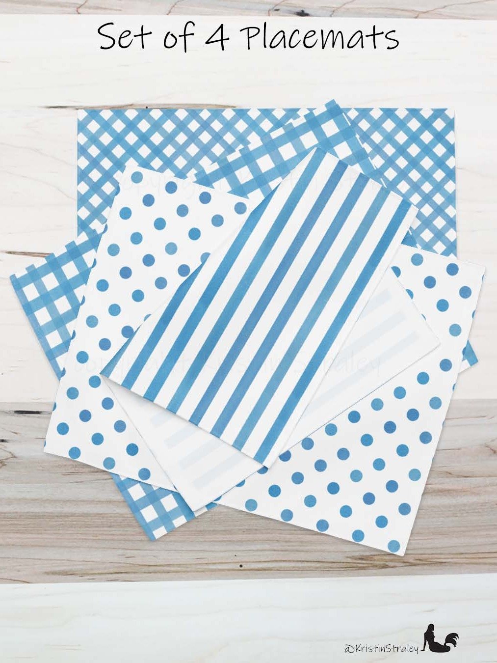 Blue Gingham Collection on White Placemat Set of 4 product image (3)