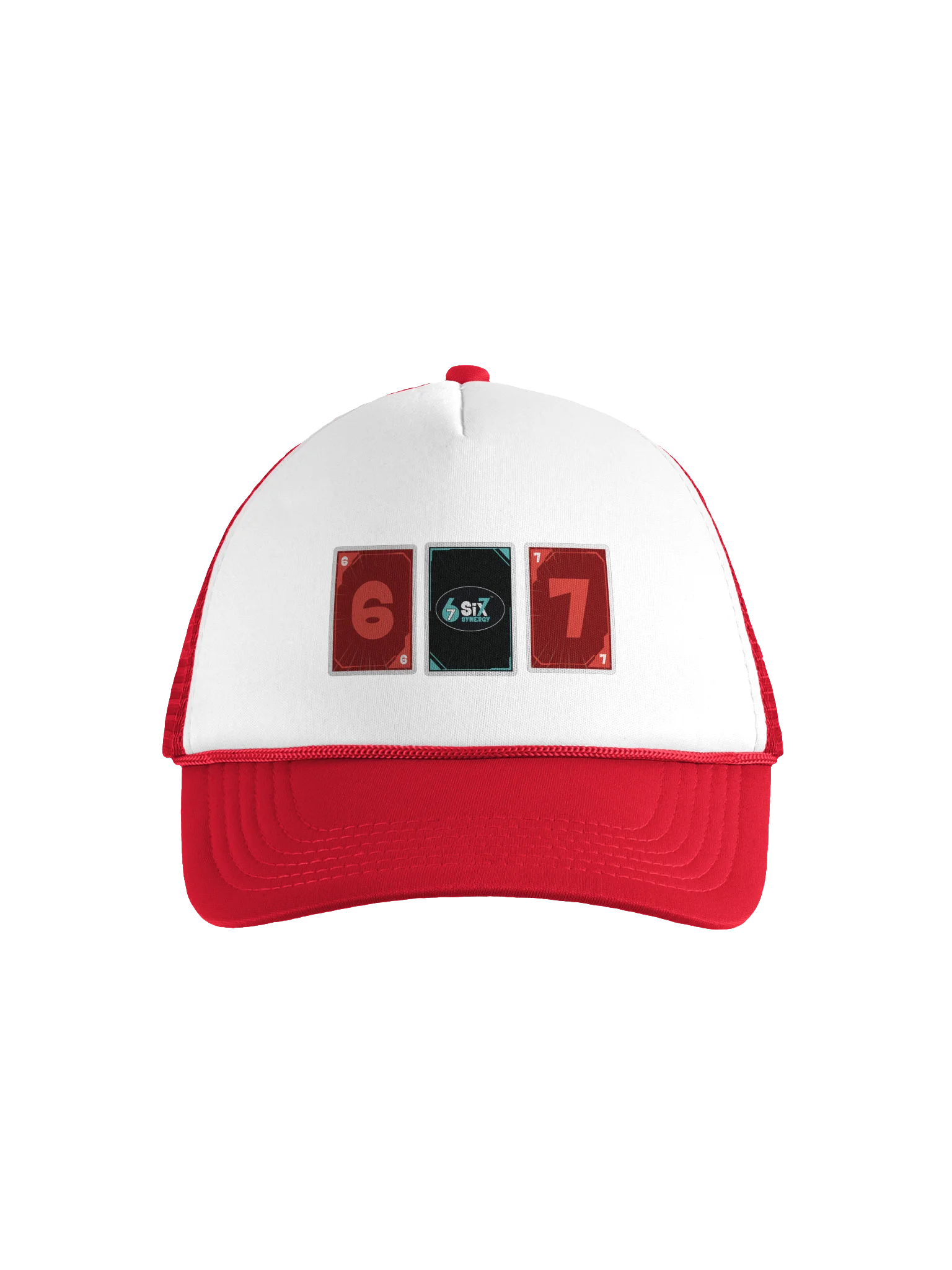 Red Trucker Hat with Six 7 Card Back and Red Synergy product image (1)