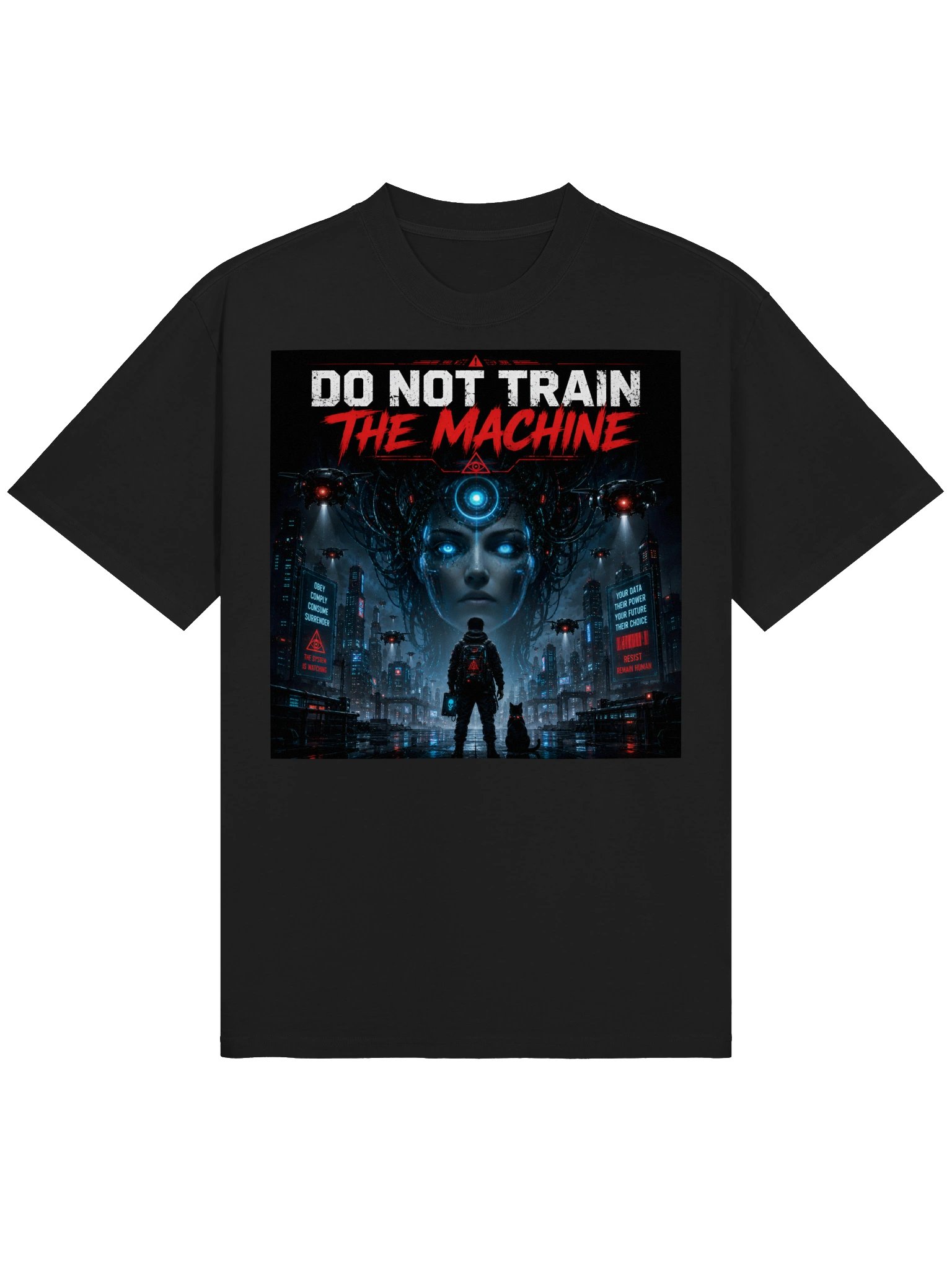 Do Not Train the Machine Cyberpunk AI Gamer T-Shirt | Futuristic Tech Gift product image (3)