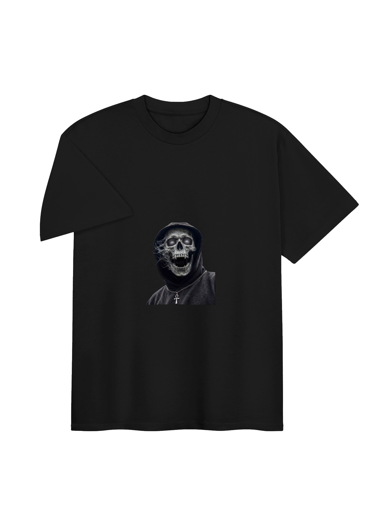Hooded Skull T-Shirt | Gothic Dark Aesthetic Tee | Grim Reaper Style Shirt | Alternative Streetwear product image (3)