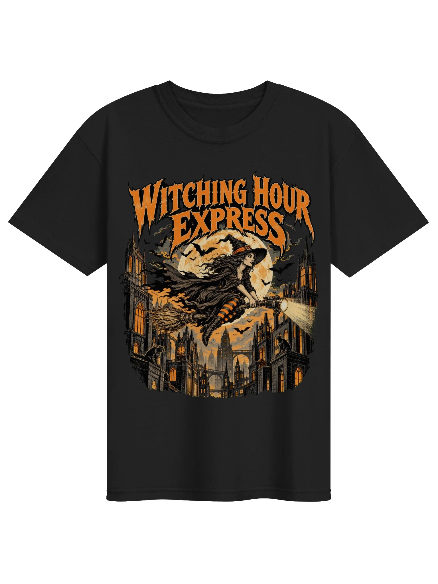 Witching Hour Express — Halloween Flying Witch T-Shirt product image (1)