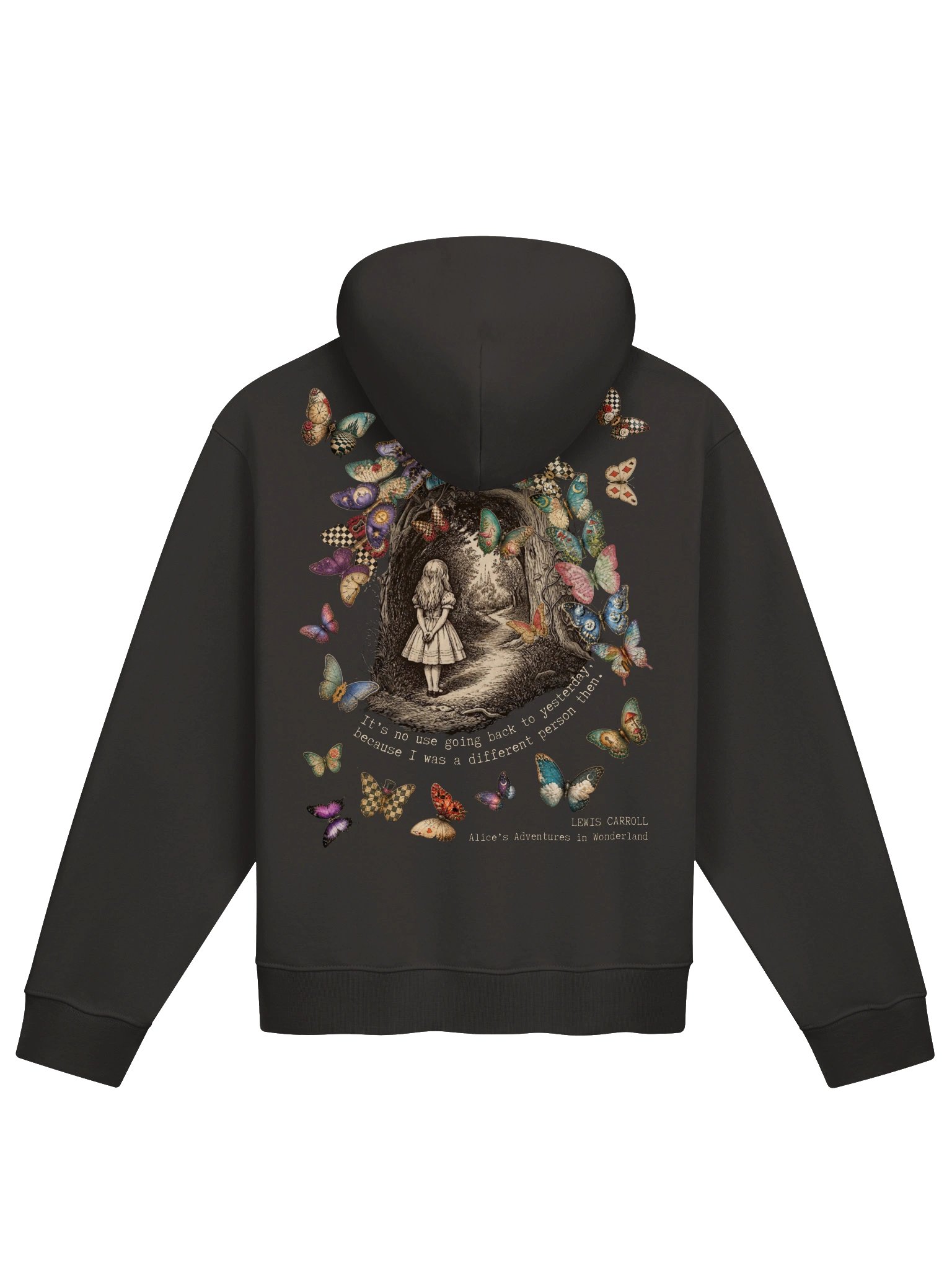Wonderland Butterfly Quote Hoodie, Surreal Vintage Alice Graphic product image (3)