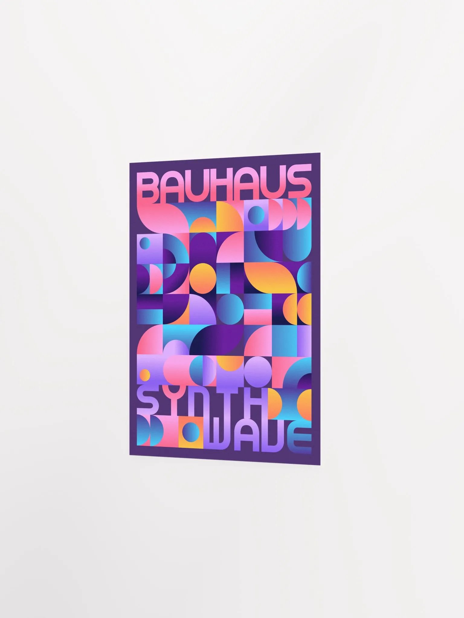 Synthwave Bauhaus Neon poster #2 (dark purple-pink) — abstract poster, retrowave print, vaporwave geometric art, 1980s print, 1930s decor product image (7)