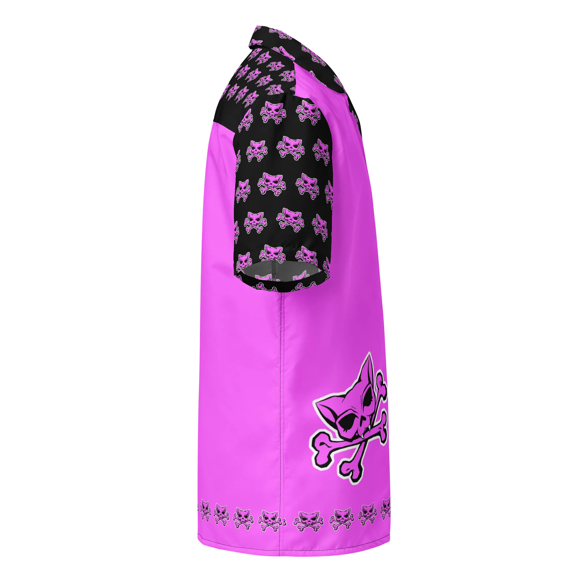 Pink and Blaque Kat Skull Hawaiin Shirt product image (4)