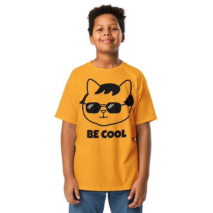 Goromi the Cat in Wig (BE COOL) - Unisex Youth Heavyweight T-shirt product image (1)