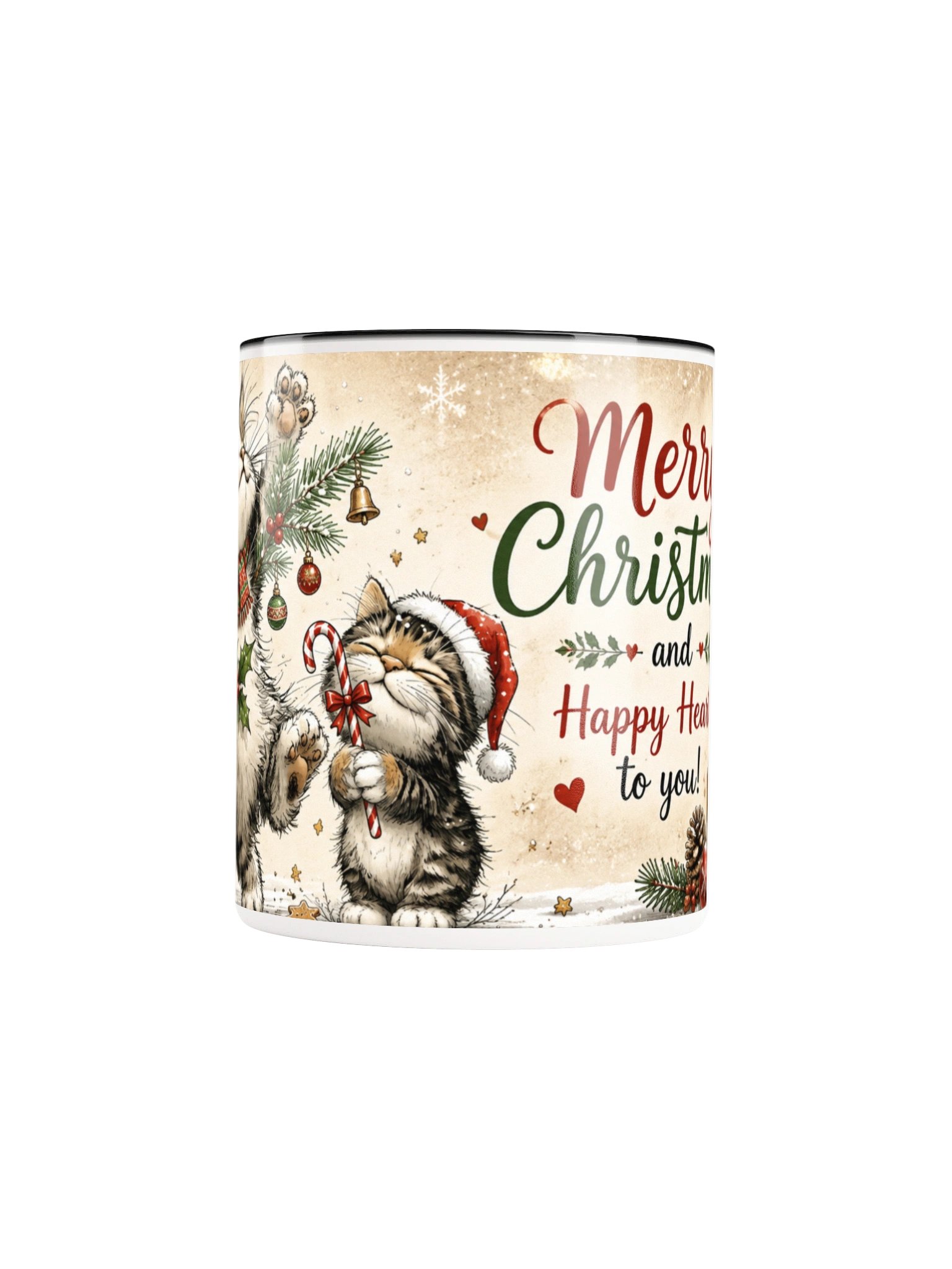 Merry Christmas Happy Hearts Cat Mug product image (35)