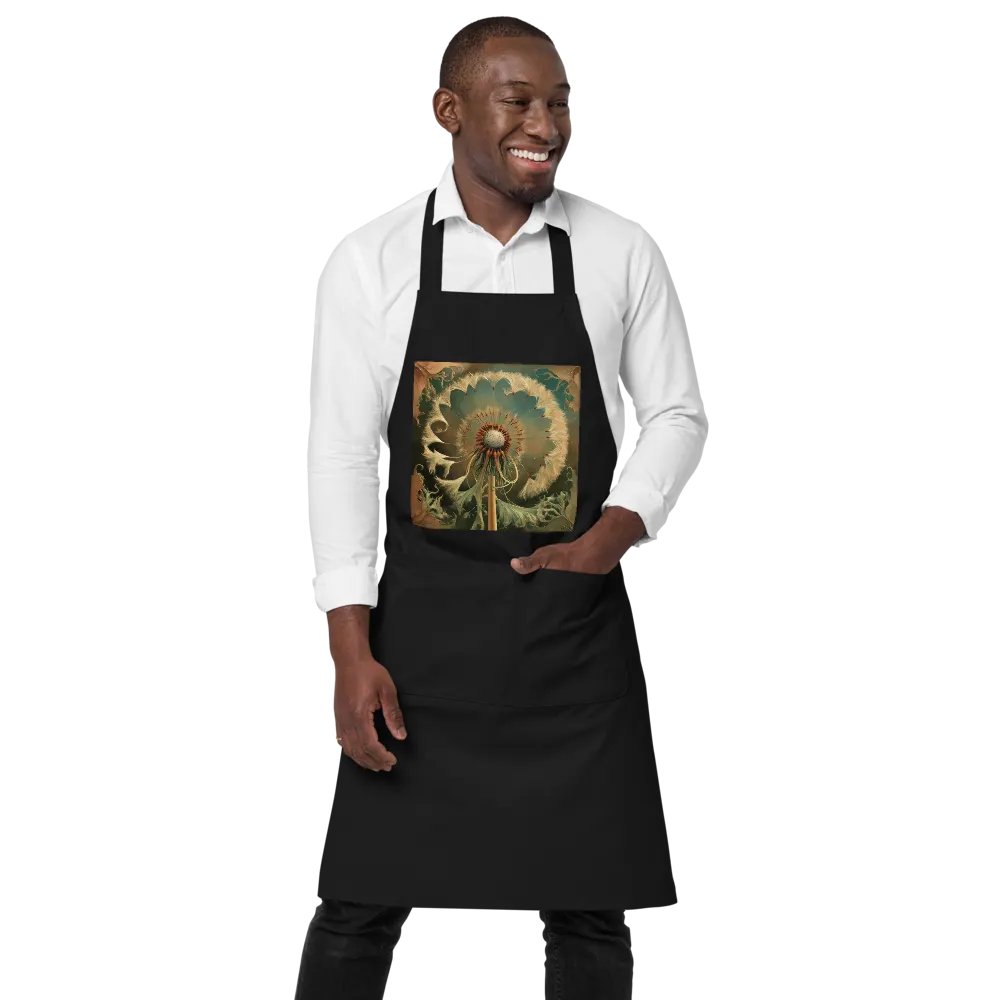 Art Nouveau Dandelion Flower Seed Head In Gold Organic Cotton Apron product image (1)