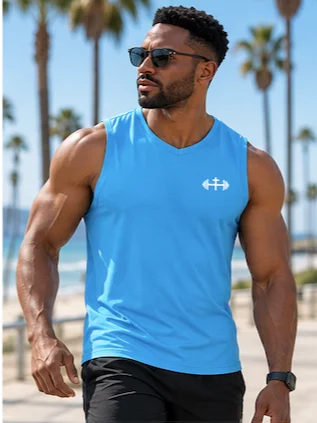 His House Performance V-Neck Muscle Tank - Blue Sky by His House