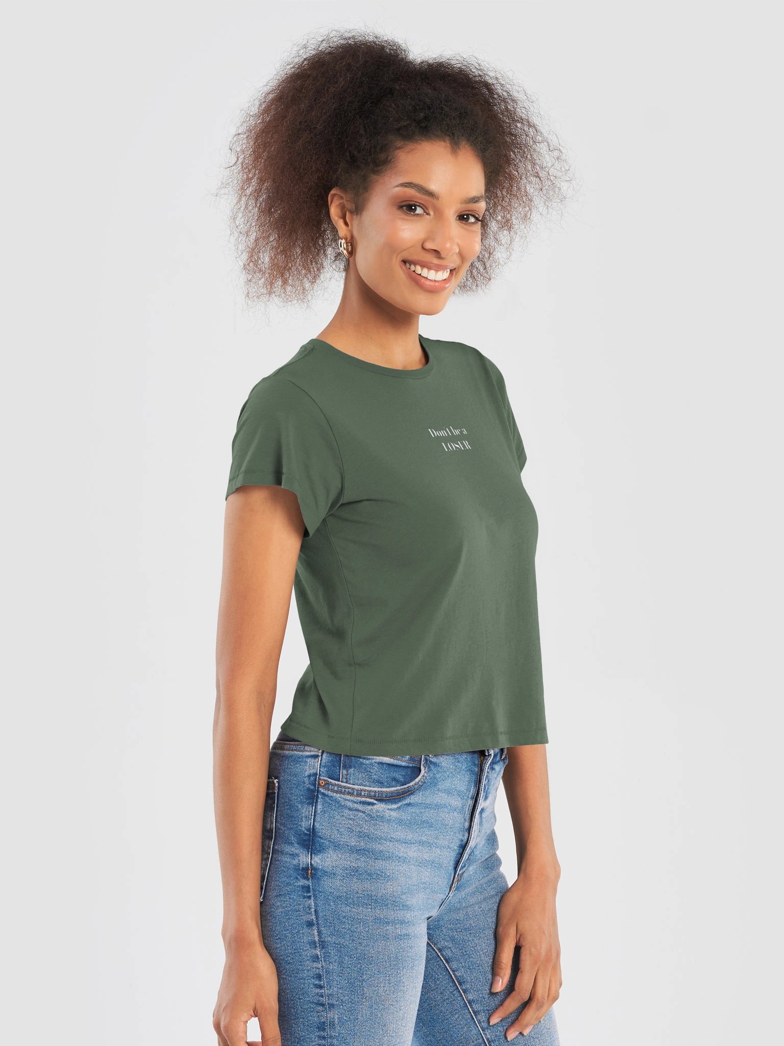 Don't be a LOSER forrest green womens high waisted Tee product image (5)