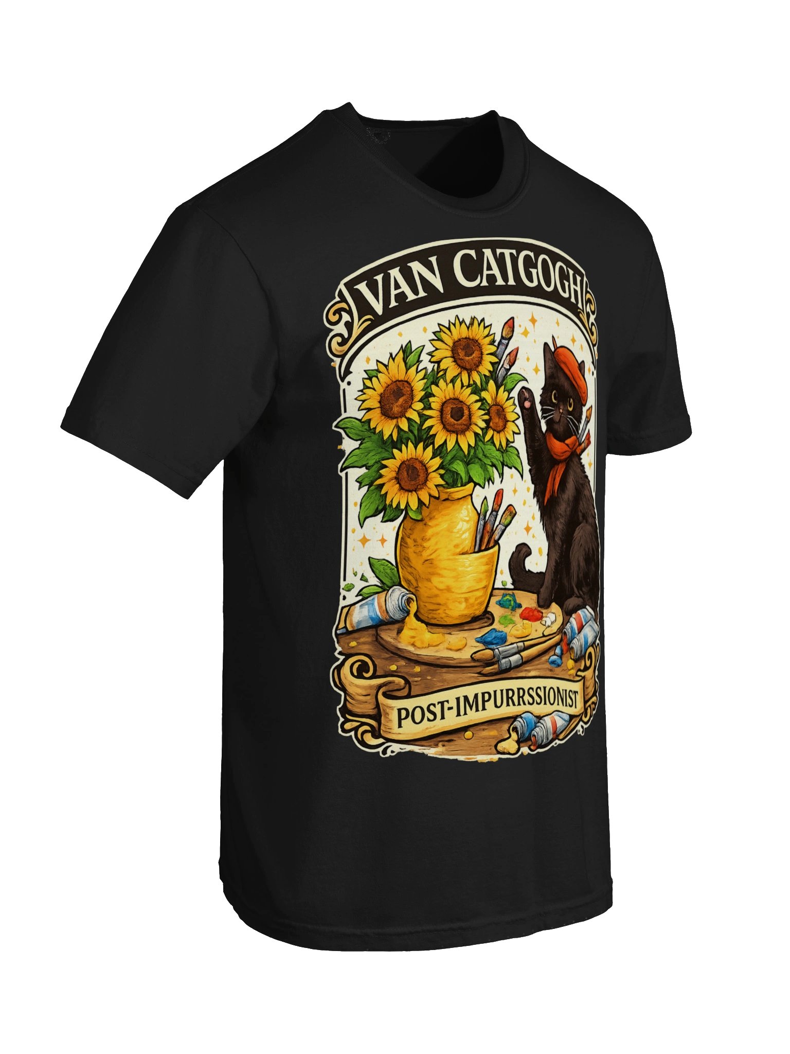Comfort Colors Cat T-Shirt Funny Cat Shirt Van Gogh Shirt Cat Meme Shirt Black Cat T-Shirt Art Shirt Artist Tee Kitty Lover Tee product image (49)