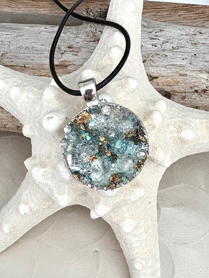 MFD-00225 | Mixed Metal Horizon Sea Glass Pendant Necklace | Handmade Bead & Sea Glass Art | Coastal Charm Jewelry by Monique Faella Designs™ product image (1)