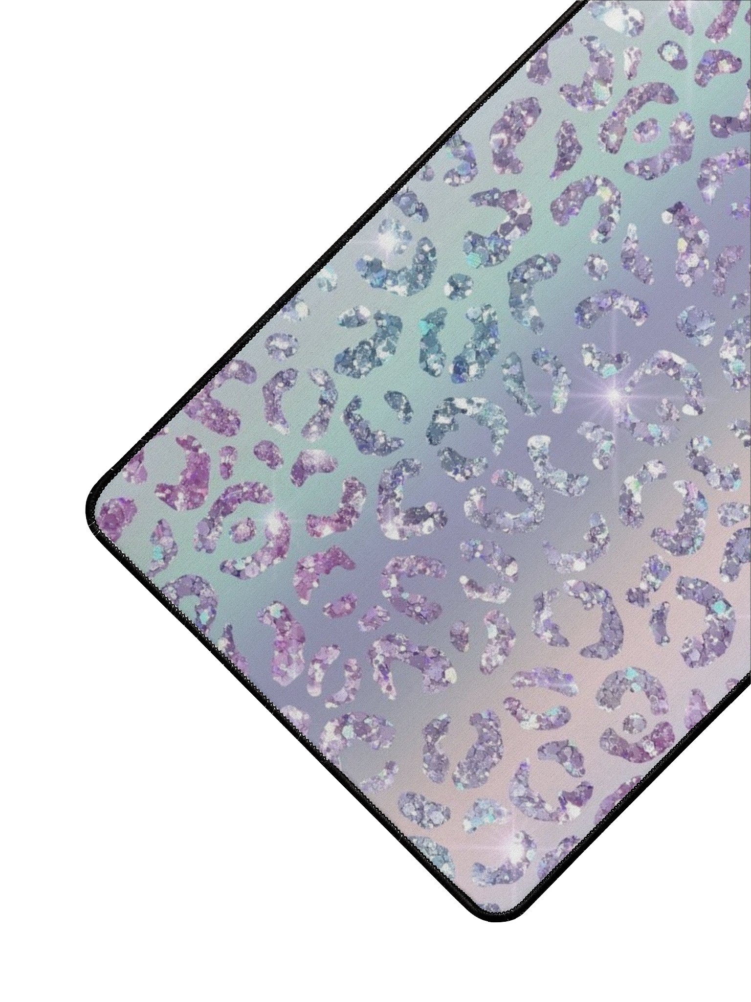 Iridescent Glitter Leopard Pattern Desk Mat product image (3)