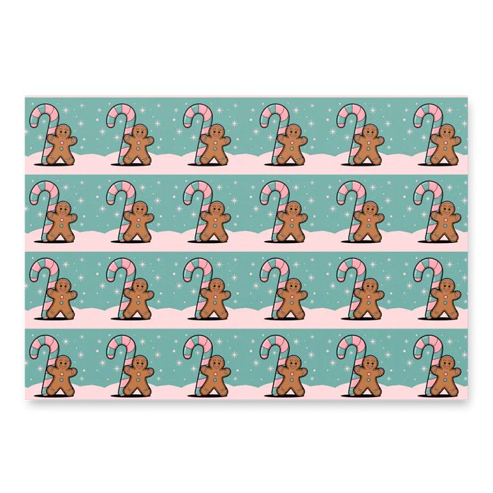 Festive Candy Cane and Gingerbread Man Wrapping Paper Set product image (1)
