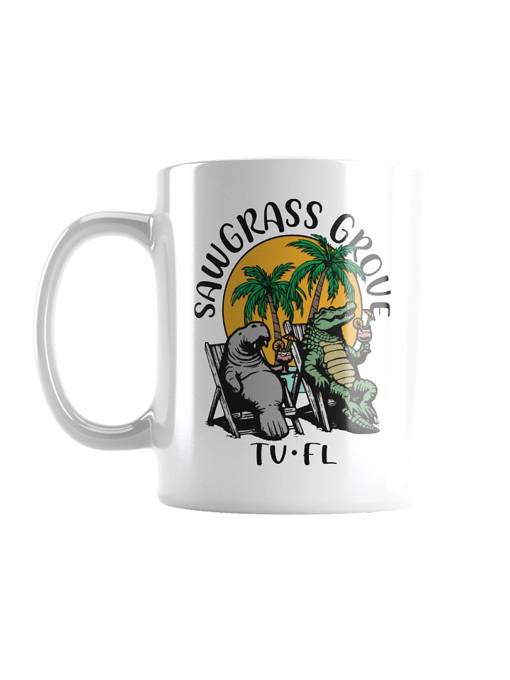 Sawgrass Grove TV Florida USA Fun Manatee Alligator Design Coffee Mug product image (1)